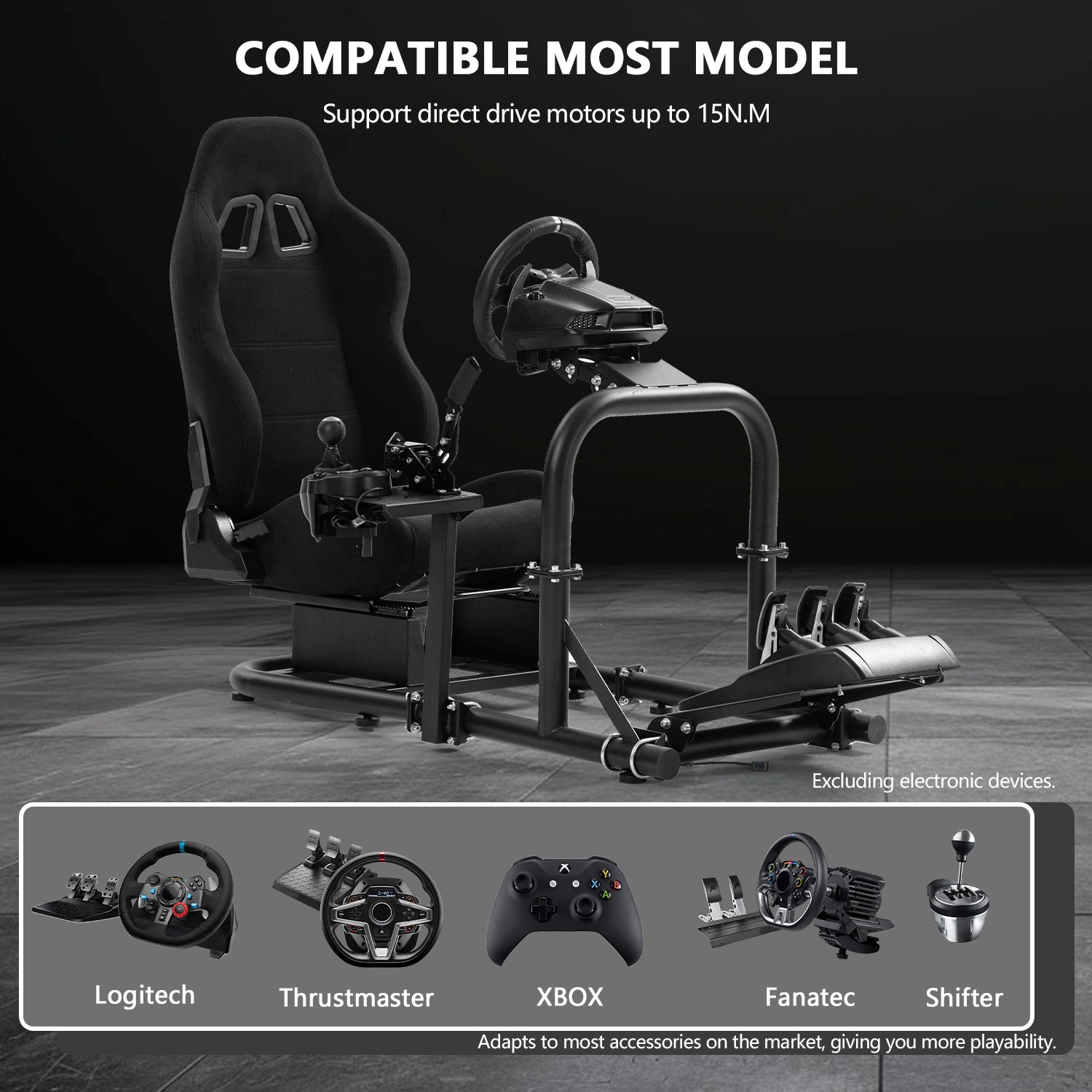 Minneer Driving Simulator Cockpit with Seat Fit Logitech G920 G923 Thrustmaster Fanatec