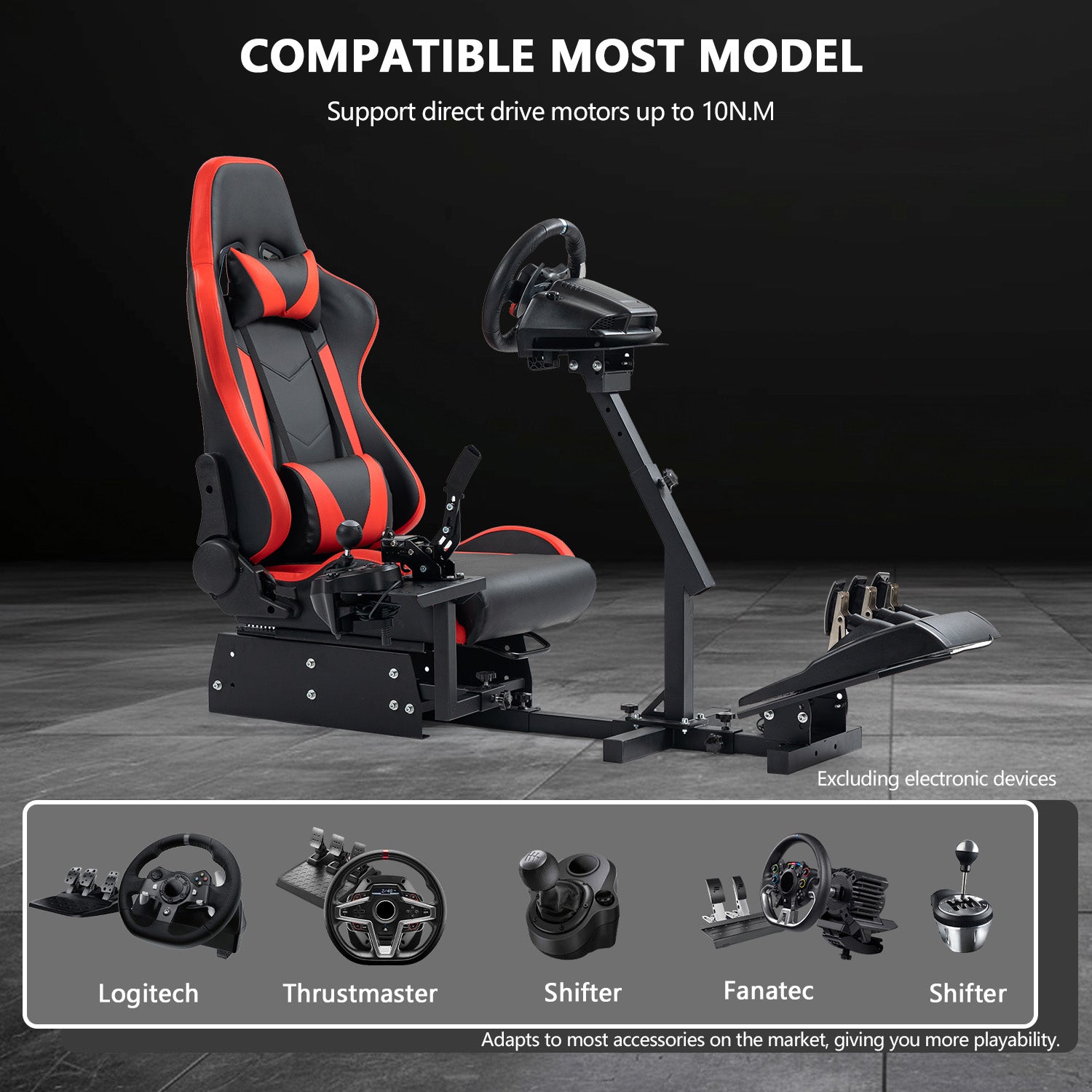 Minneer New Upgrade Racing Simulator Cockpit with Red Seat Fit Logitech Thrustmaster