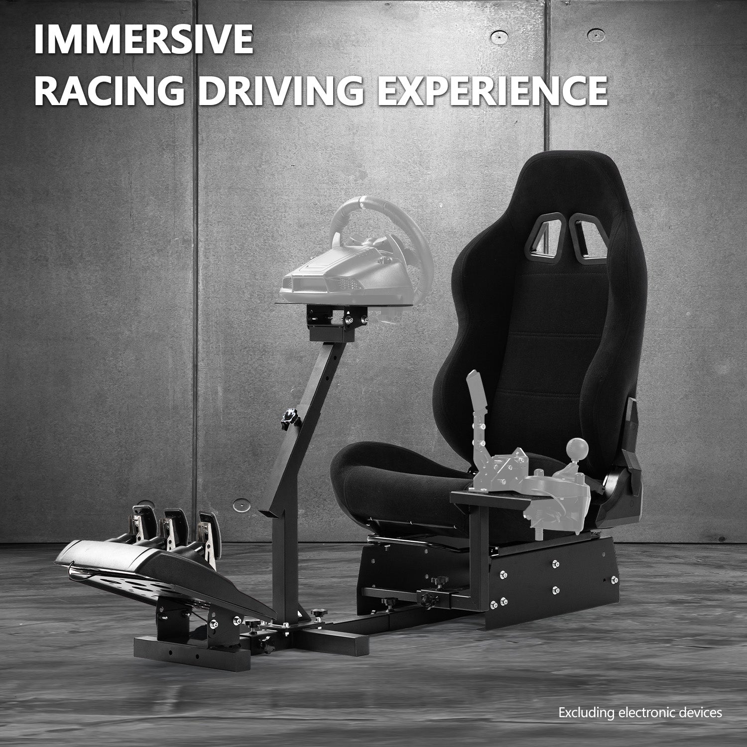 Minneer New Upgrade Racing Simulator Cockpit with Black Seat Fit Logitech Thrustmaster