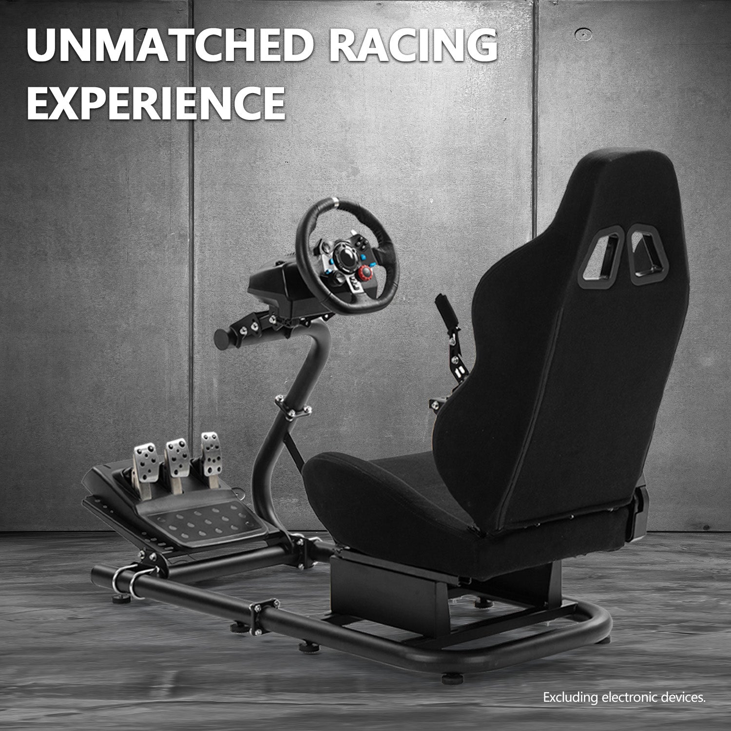 Minneer Sim Racing Cockpit with Black Seat Fit Logitech G29 G920 G923 GPRO Fanatec