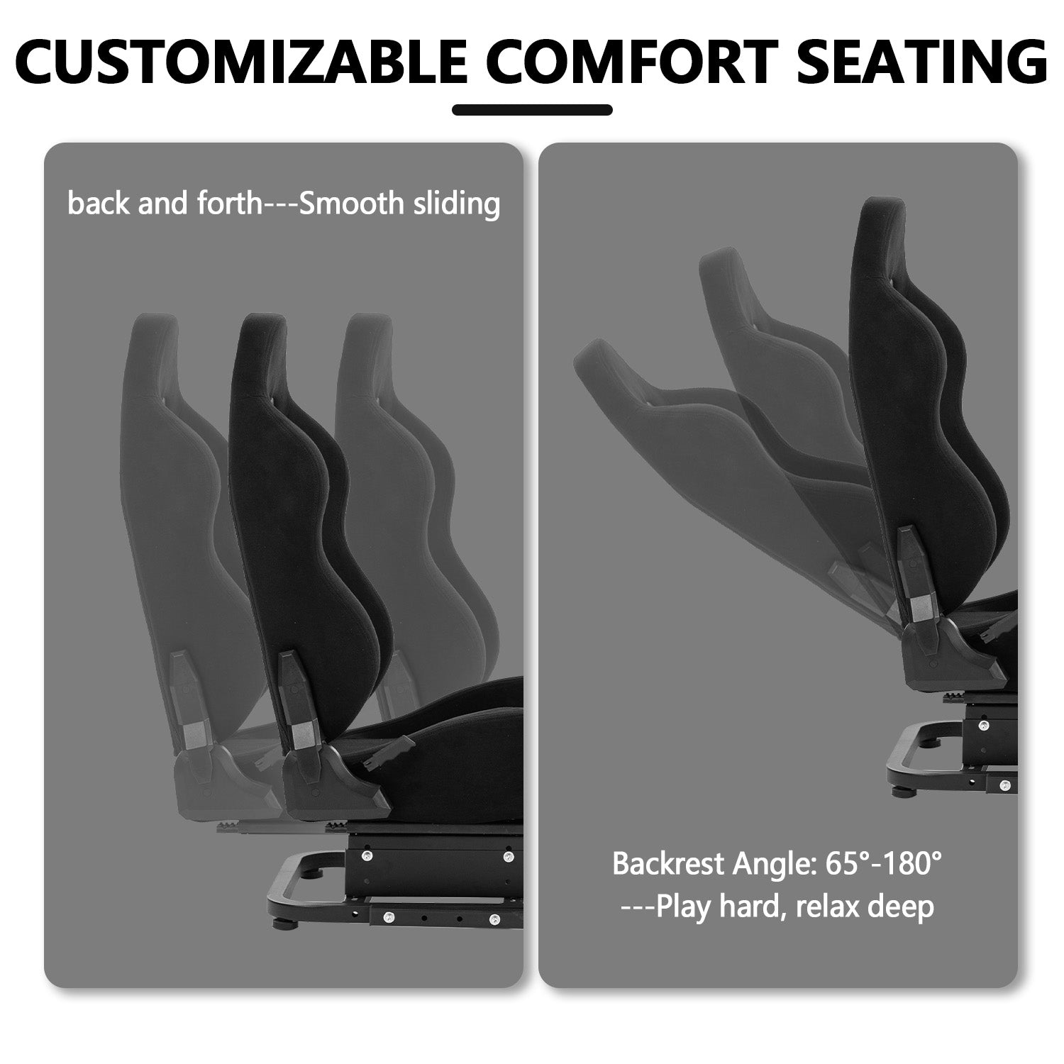Minneer Adjustable Racing Simulator Cockpit with Black Seat and Monitor Mount Fit Logitech Fanatec