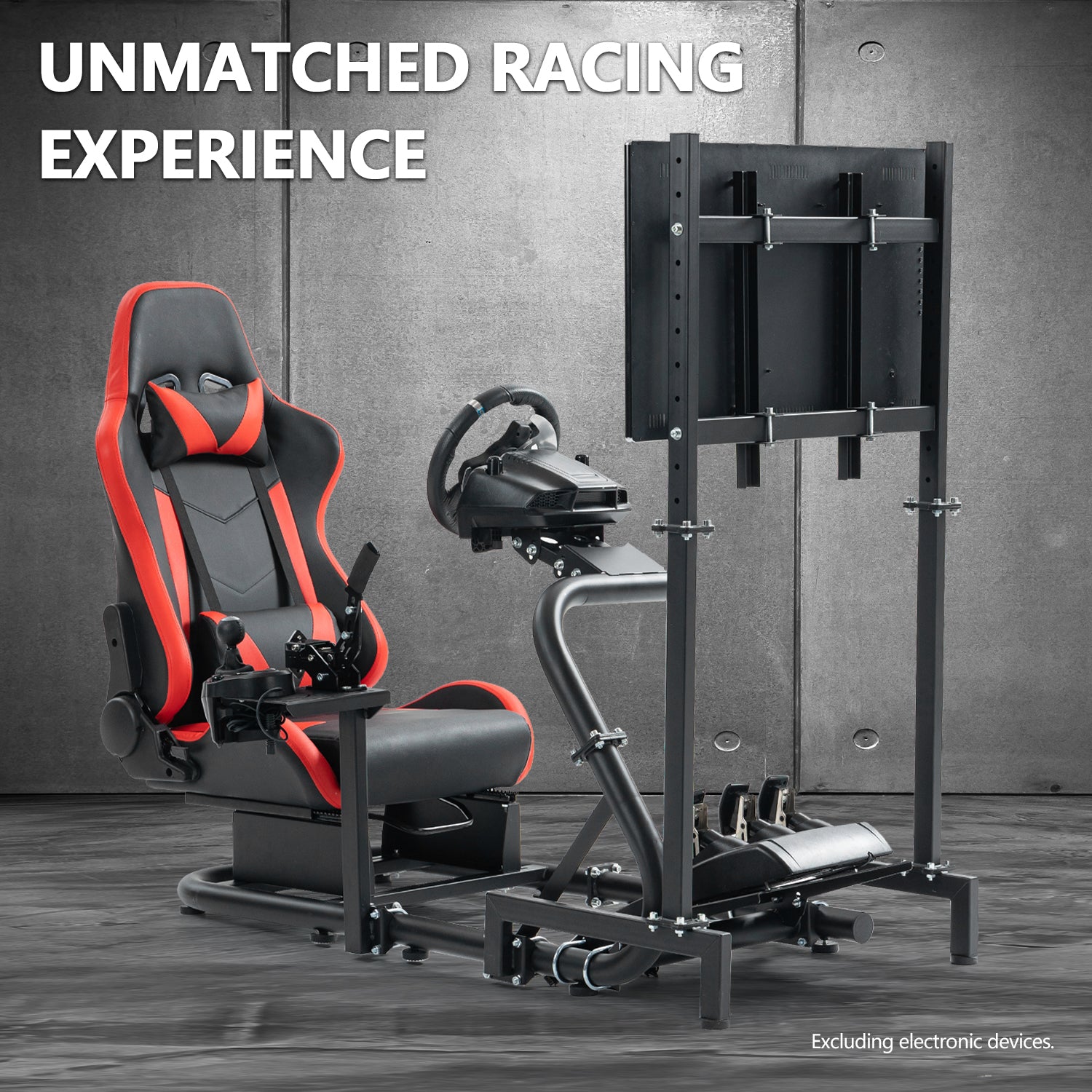 Minneer Racing Simulator Cockpit with Red Seat & Monitor Stand Fit Logitech Fanatec CSL-DD