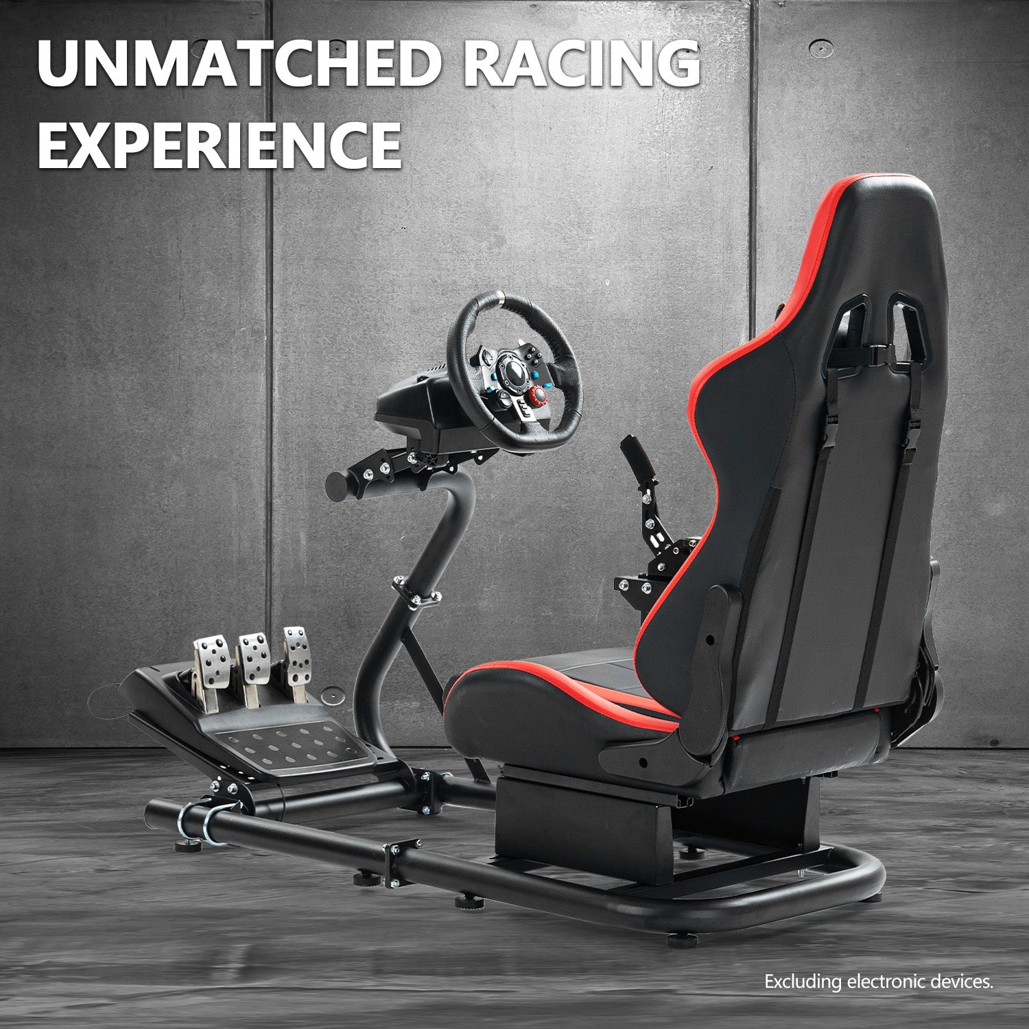 Minneer Sim Racing Cockpit with Red Seat Fit Logitech G29 G920 G923 Thrustmaster T300RS