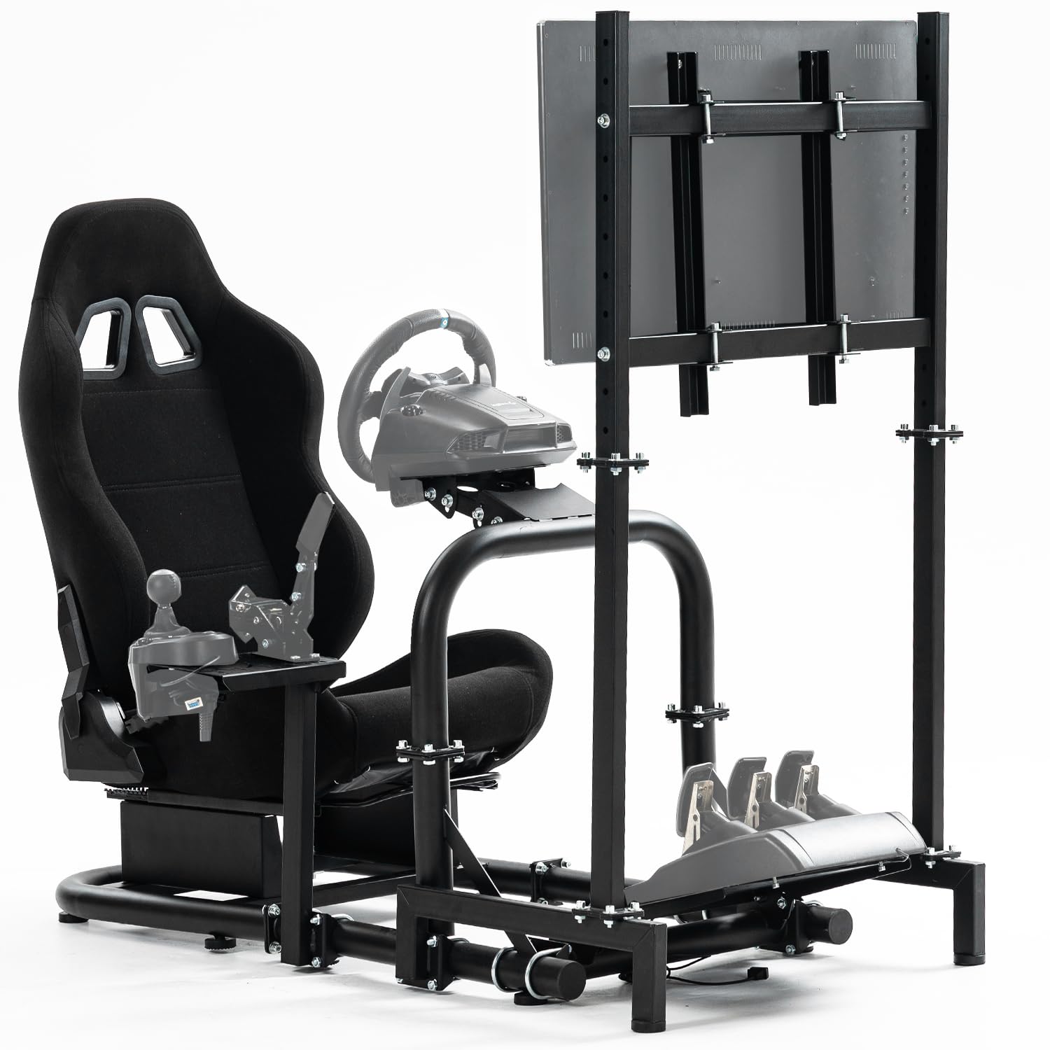 Minneer Racing Simulator Cockpit with Seat TV Stand Fit Logitech Thrustmaster