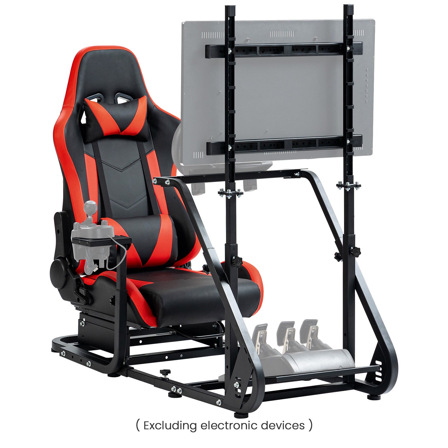 Minneer Racing Sim Cockpit with Red Seat and Monitor stand Fit Logitech Thrustmaster