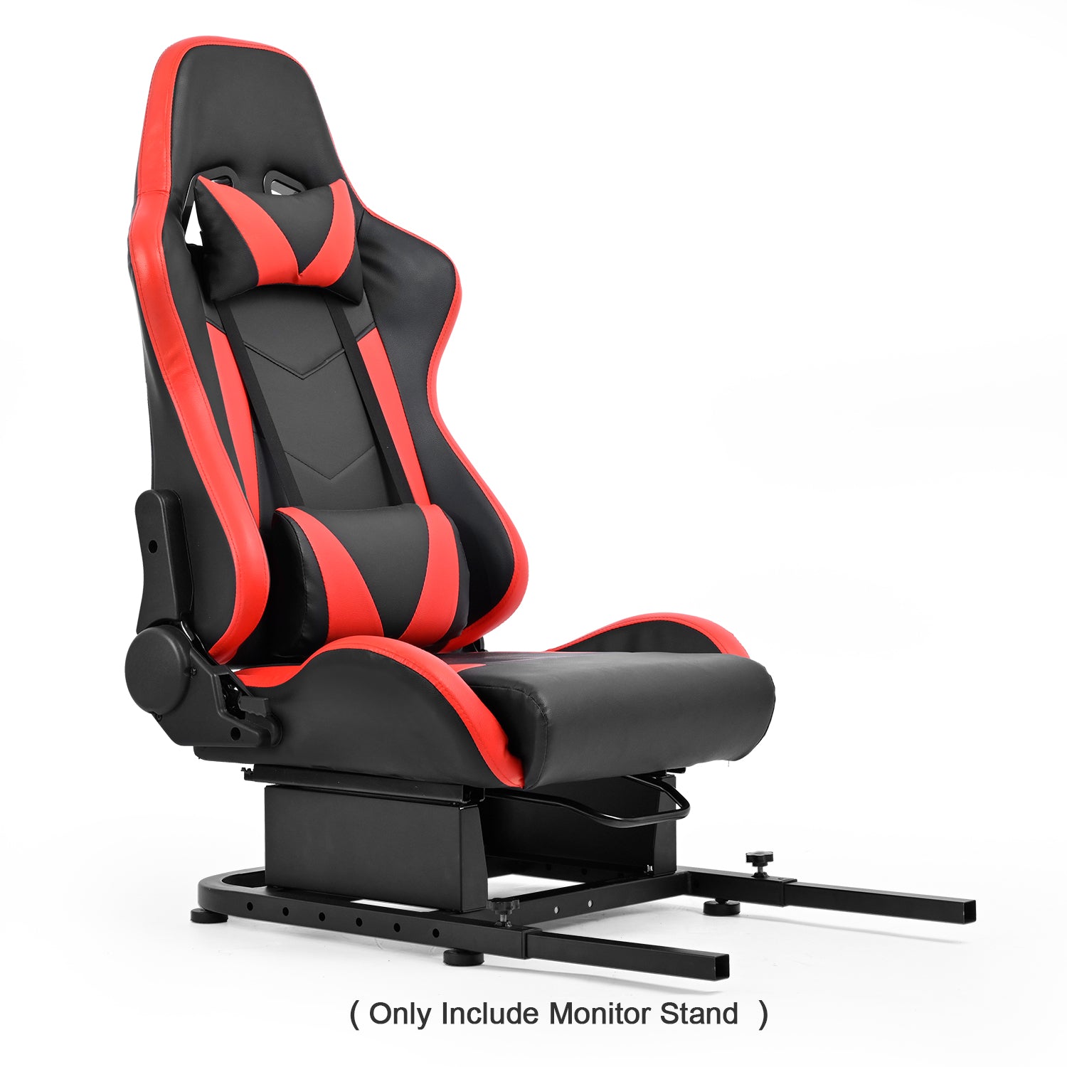 Minneer Racing Simulator Cockpit Seat Mount with red seat for Steering Wheel Stand Square Tube