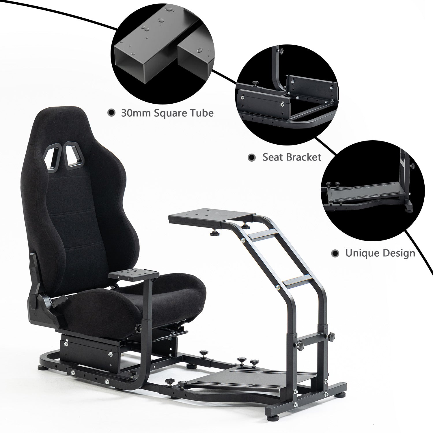 Minneer Racing Sim Cockpit with Black Seat Fit Logitech G29 G923 Thrustmaster T248 T300RS