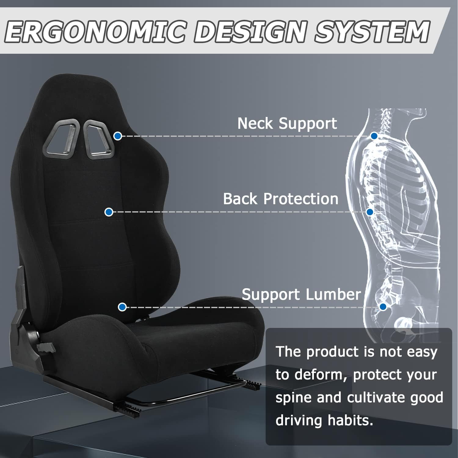 Minneer Racing Seat with Double Lock Slip for Racing Wheel Stand with Installed Parts
