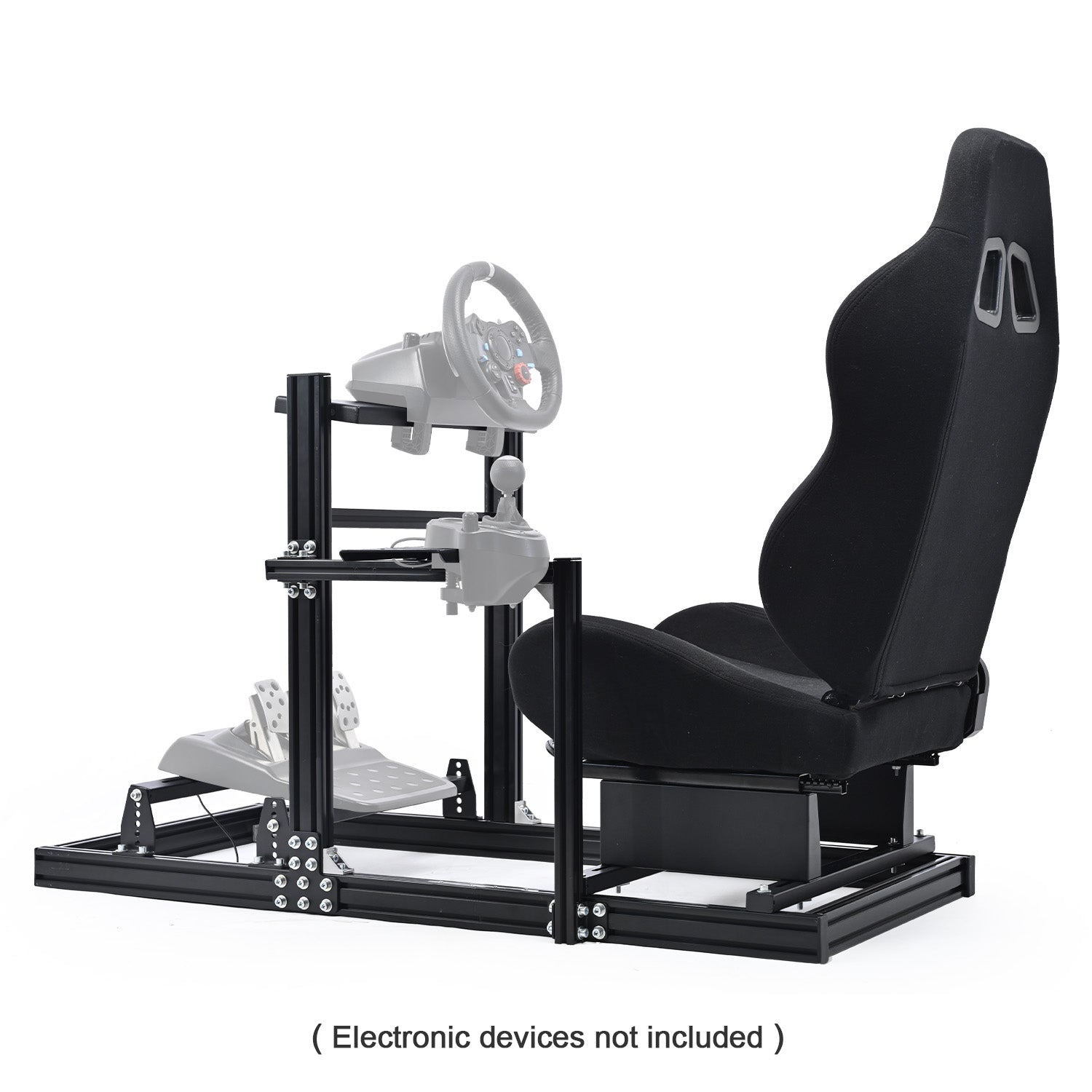f1 wheel with pedals Minneer F1 3060 Aluminum Profile Racing Sim Cockpit with Black Seat, U