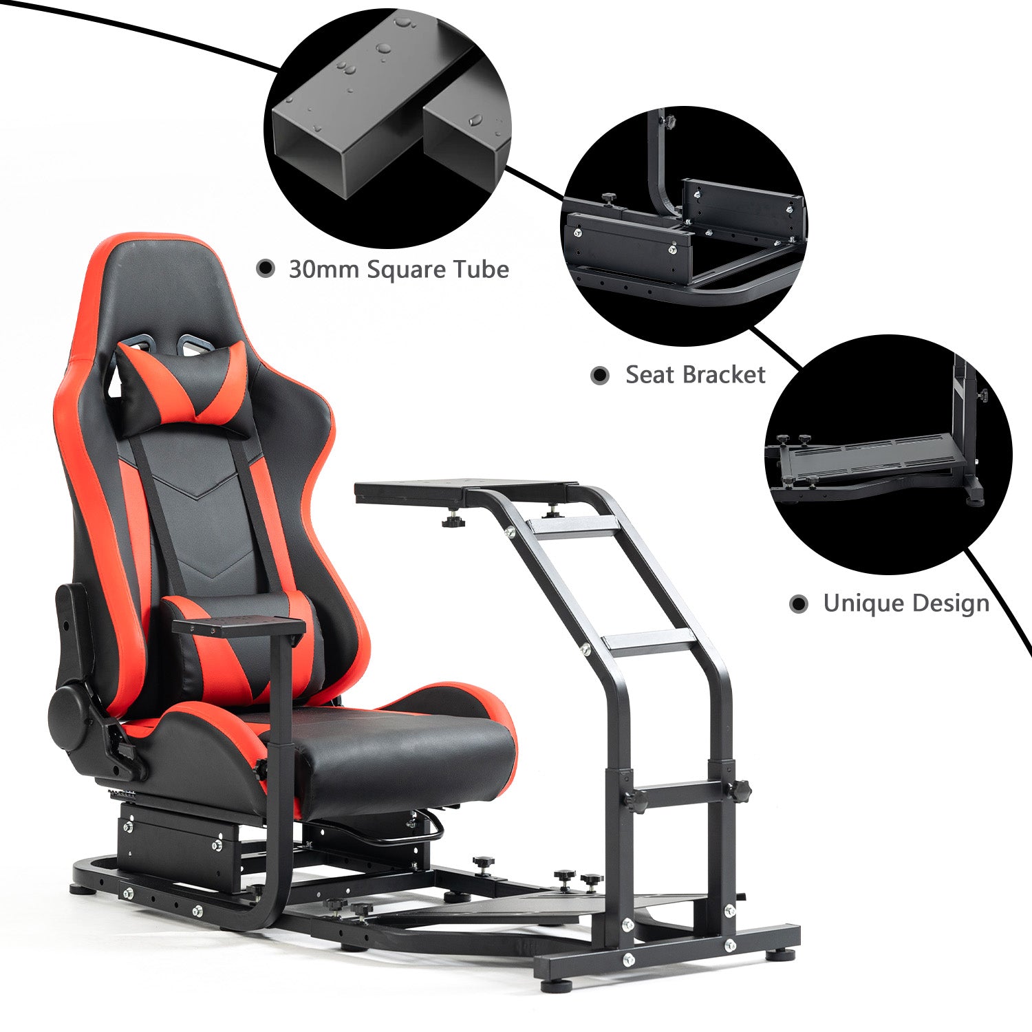 Minneer Driving Sim Cockpit with Red Seat Fit Logitech Thrustmaster T248 T300RS