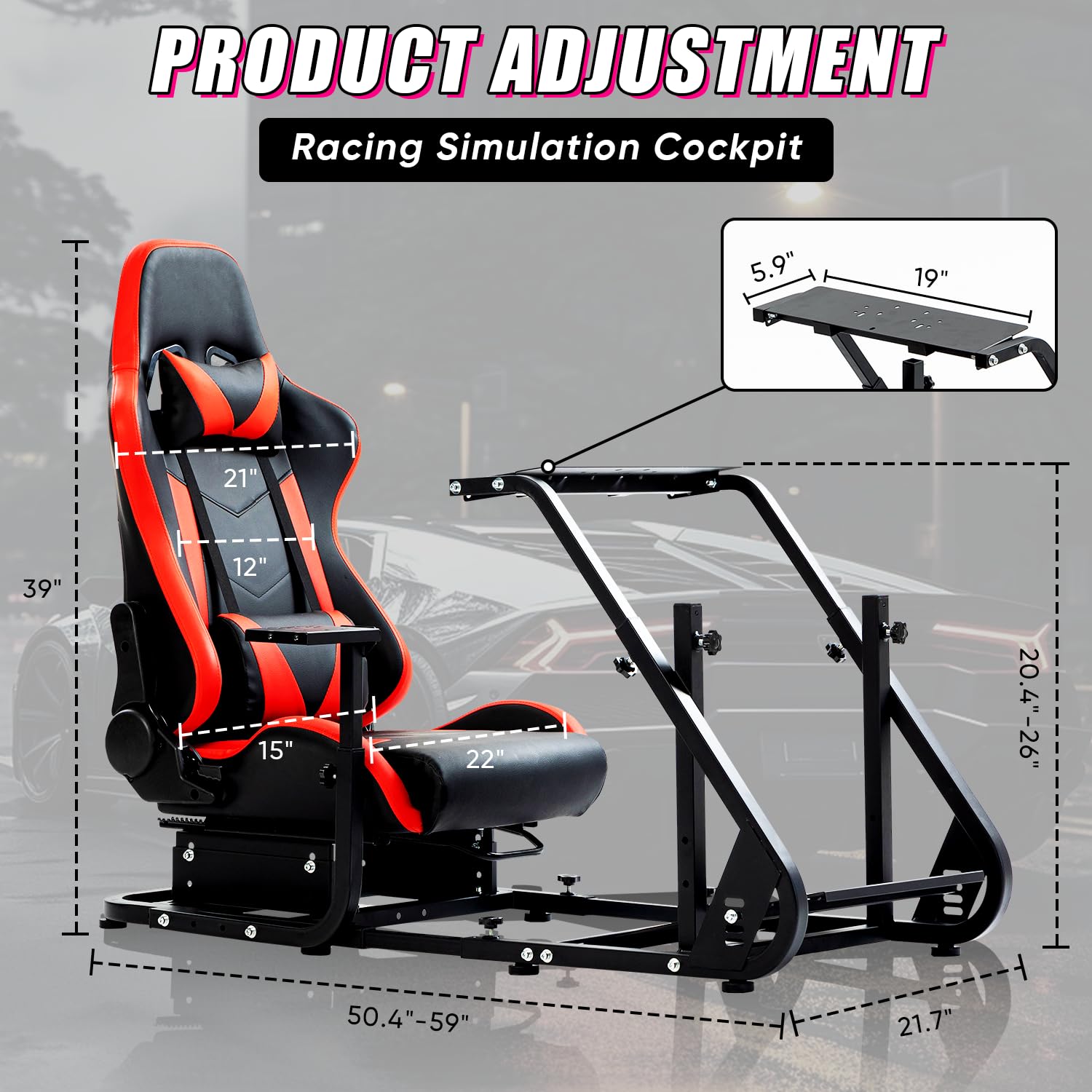 Minneer Racing Simulator Cockpit Stable with Seat Fit Logitech G29 G920 GPRO Fanatec CSL-DD
