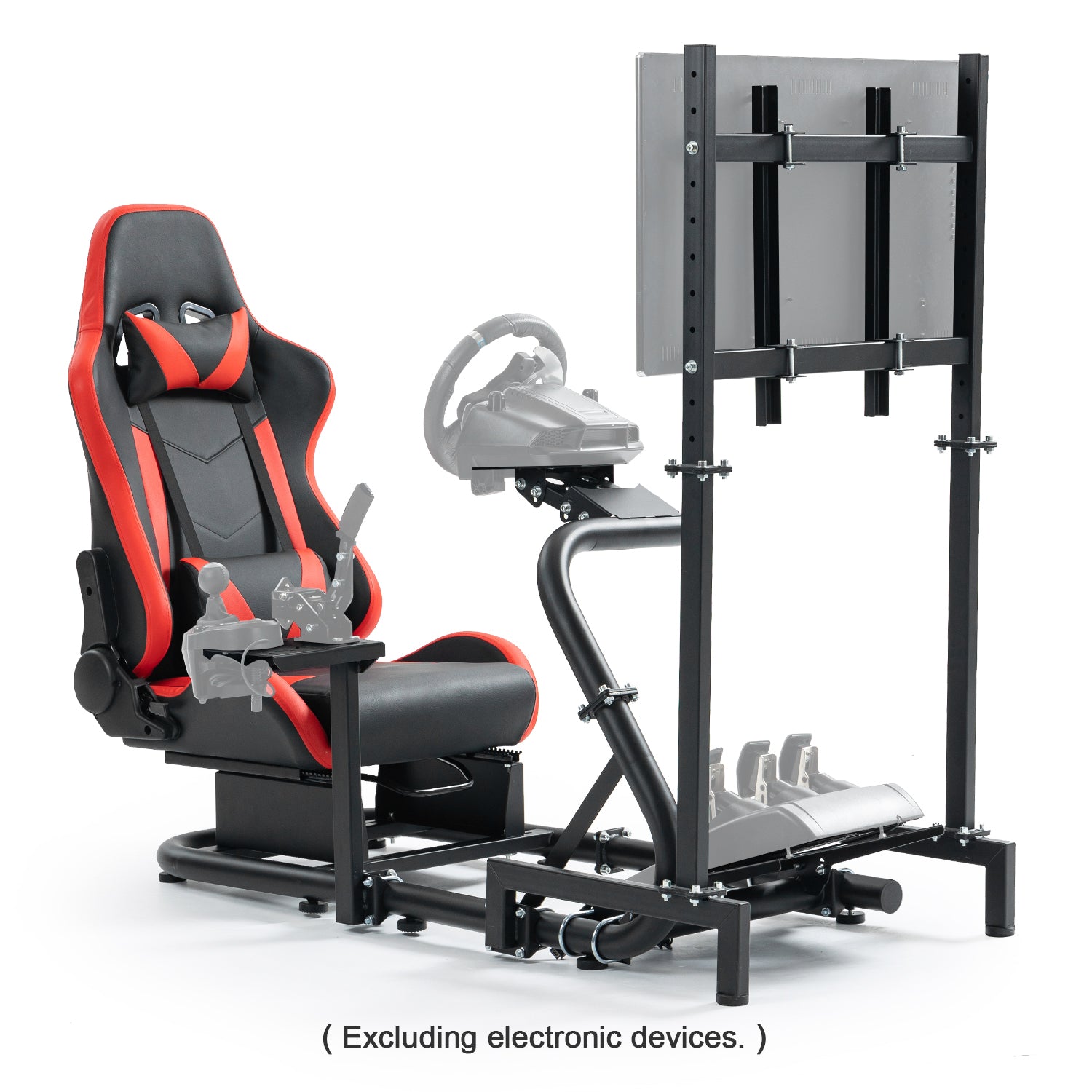 Minneer Racing Simulator Cockpit with Red Seat & Monitor Stand Fit Logitech Fanatec CSL-DD