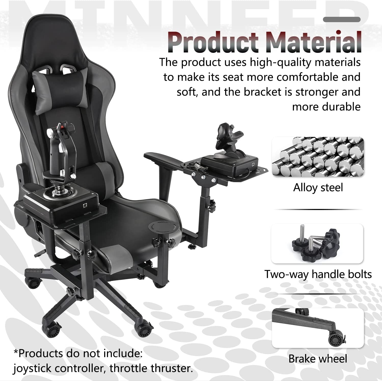 Minneer Flight Sim Stand with Gaming Seat Fit LogitechX52 X56 Thrustmaster A10C Hotas Warthog