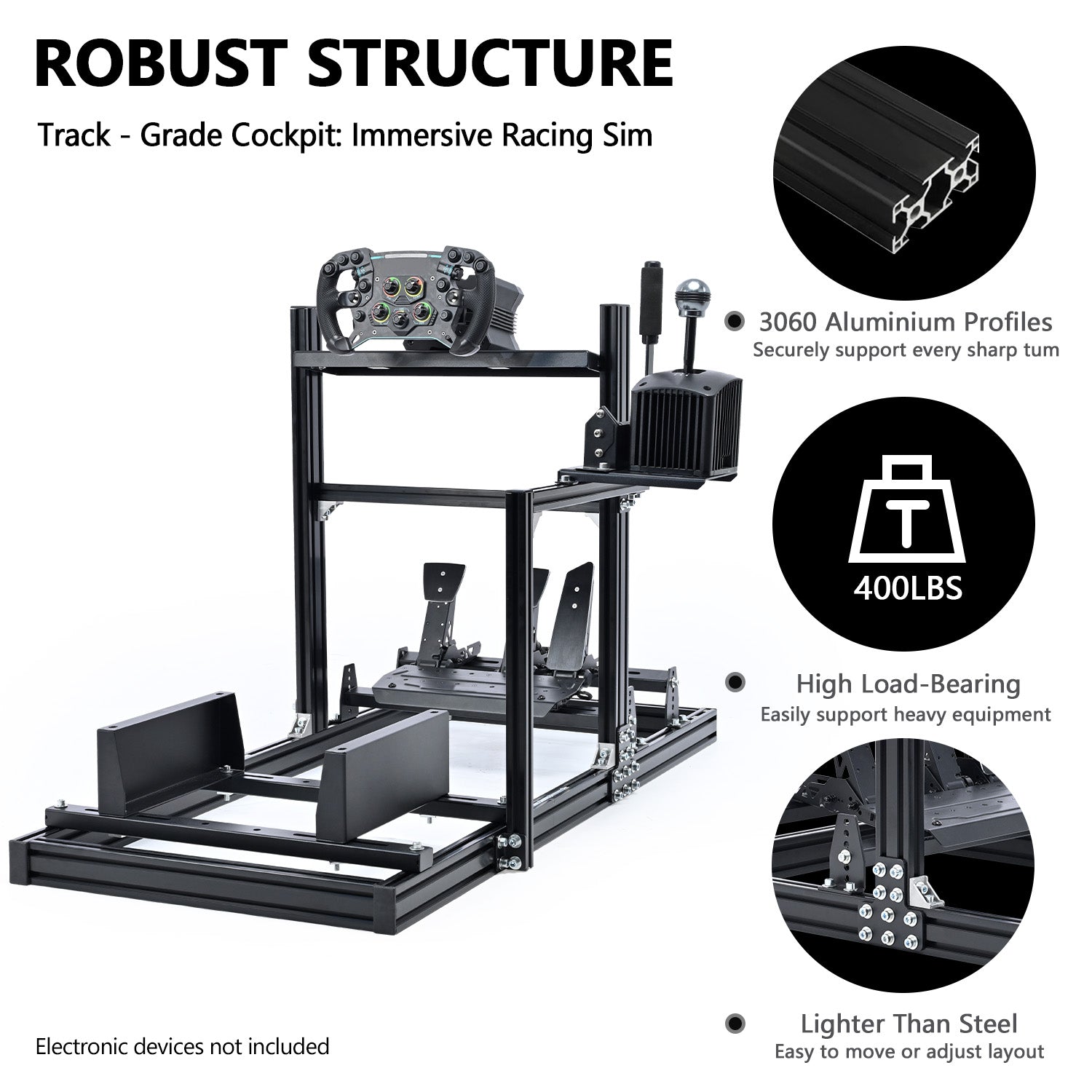 Minneer Professional 3060 Racing Sim Cockpit Fit for Logitech G923 G920 G29 THRUSTMASTER,Not Include Wheels Pedal and Shift Lever