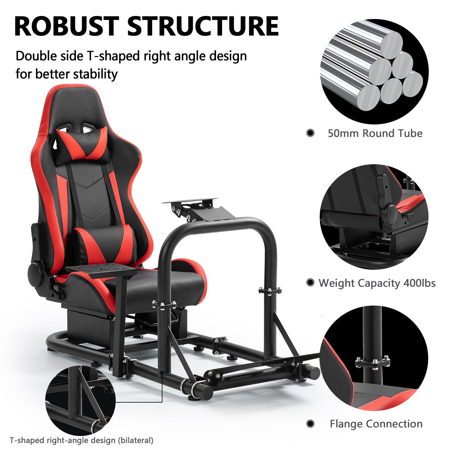 Minneer Racing Simulator Cockpit with Seat Fit Logitech G29 G920 Fanatec CSL-DD