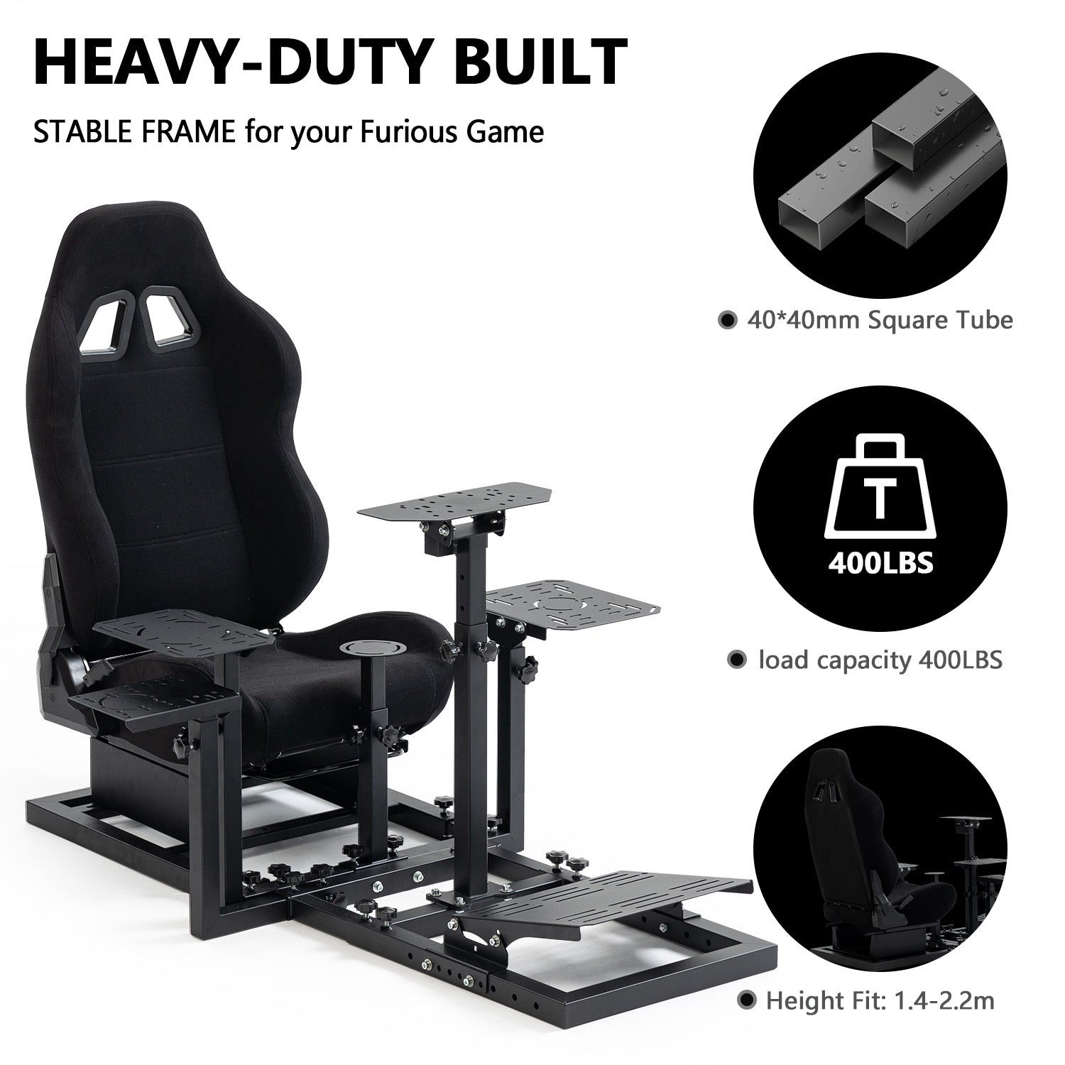 Minneer Upgrade Flight Racing Simualtor Cockpit with Black Seat for Logitech Thrustmaster