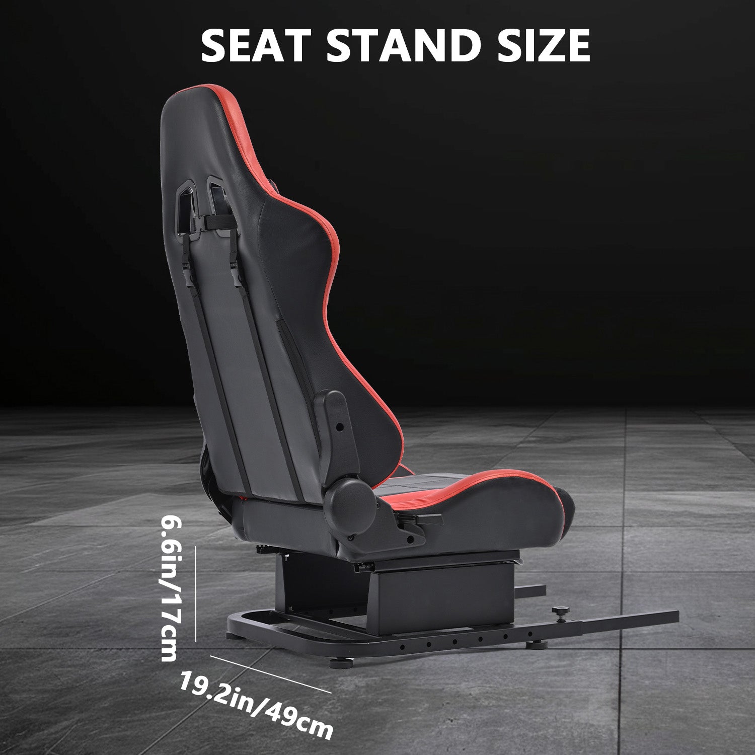 Minneer Racing Simulator Cockpit Seat Mount with red seat for Steering Wheel Stand Square Tube