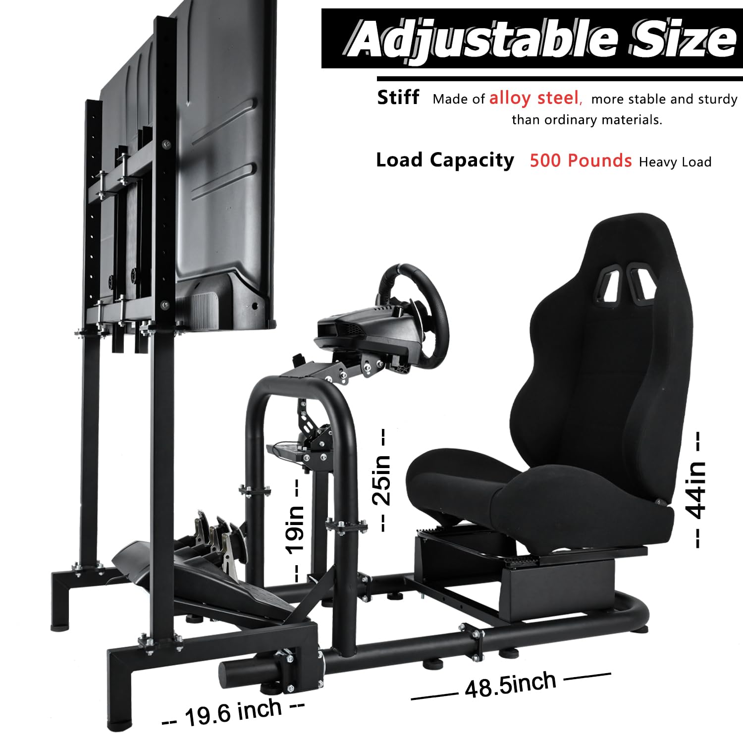 Minneer Racing Simulator Cockpit with Seat TV Stand Fit Logitech Thrustmaster