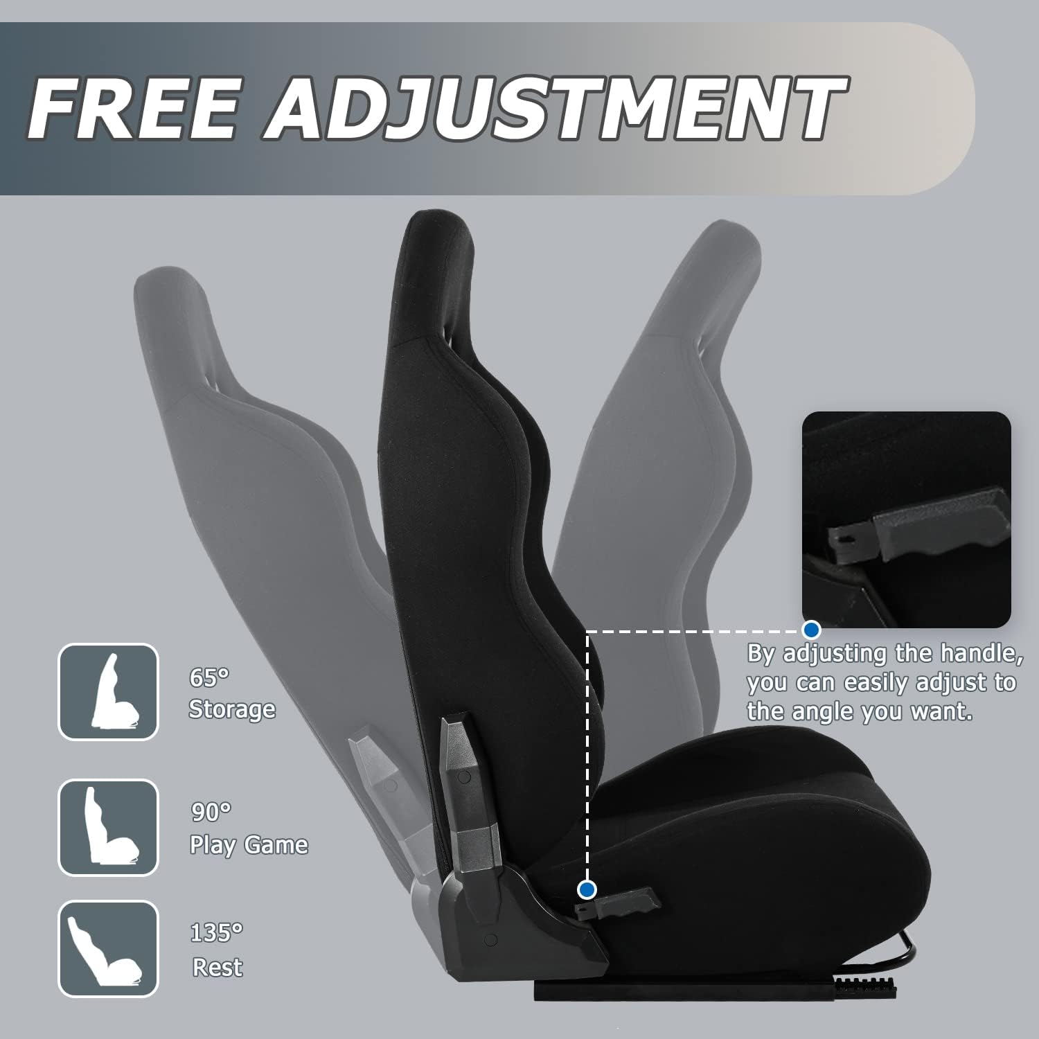 Minneer Racing Seat with Double Lock Slip for Racing Wheel Stand with Installed Parts