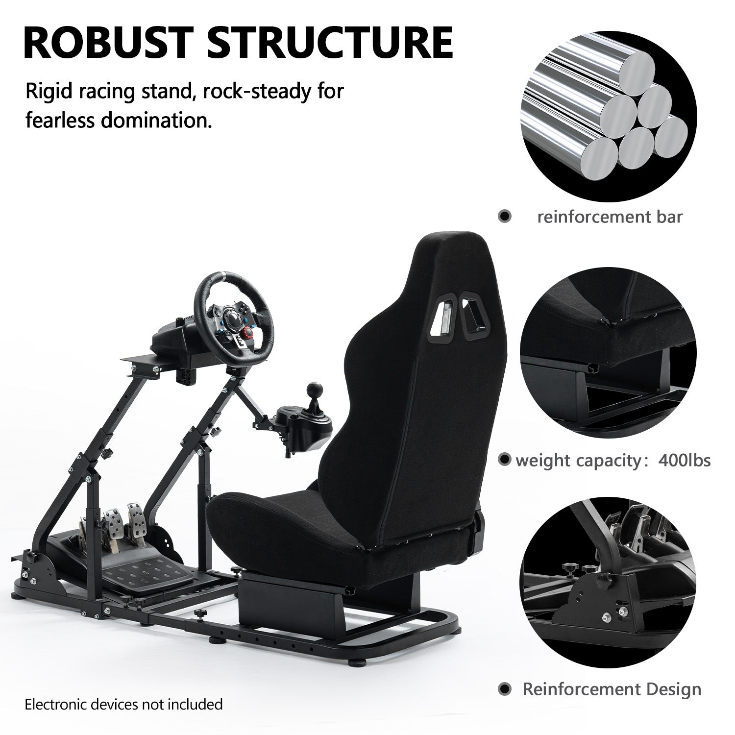 Minneer Racing Simulator Cockpit with Seat Foldable Fit Logitech G29 G920 Fanatec