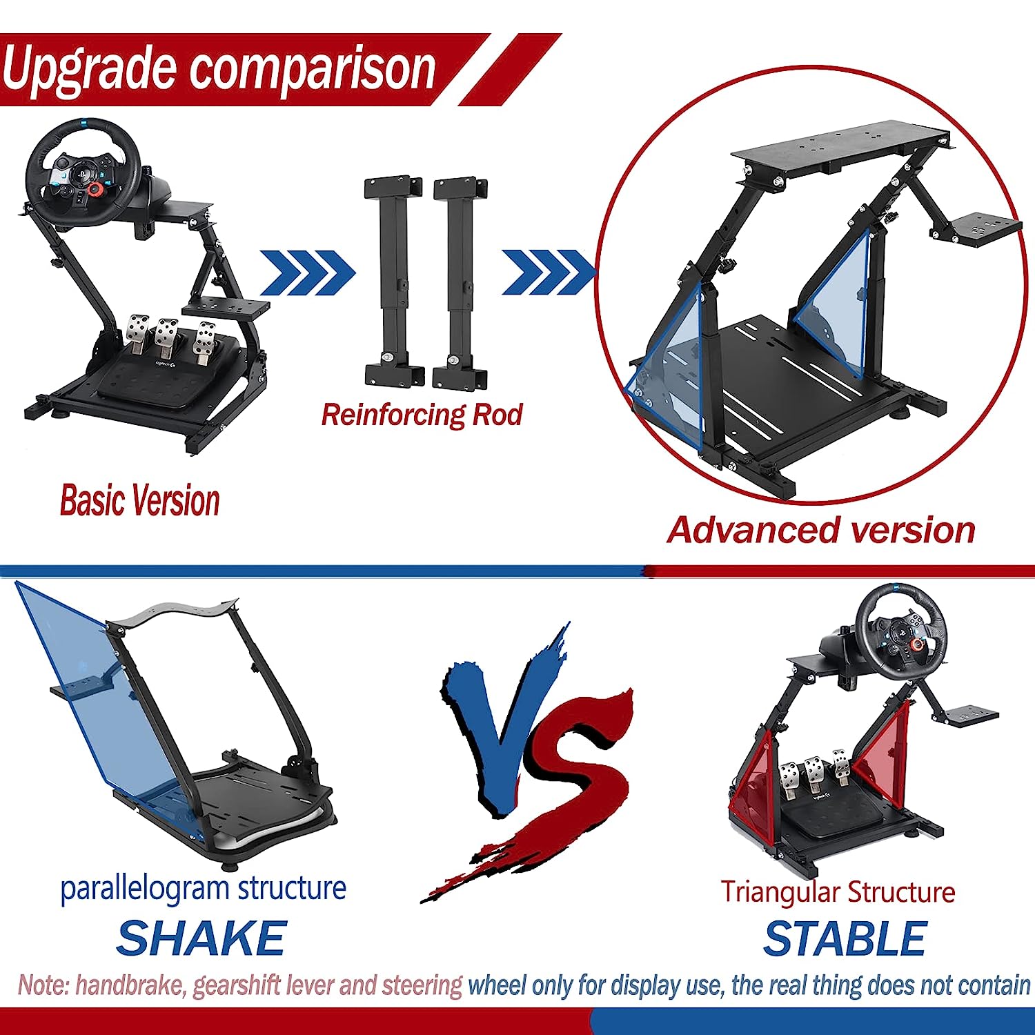 Minneer Stable Racing Wheel Stand with Double Support Arms Fit Logitech Moza R5