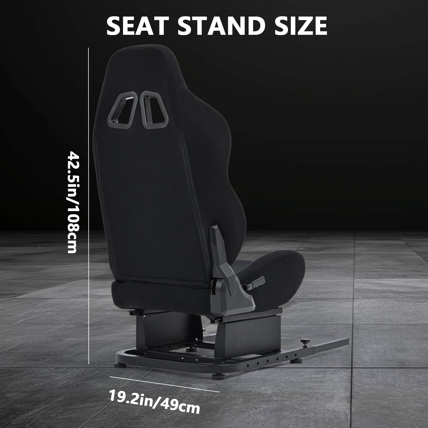 Minneer Racing Simulator Cockpit Seat Mount with black seat for Steering Wheel Stand Square Tube