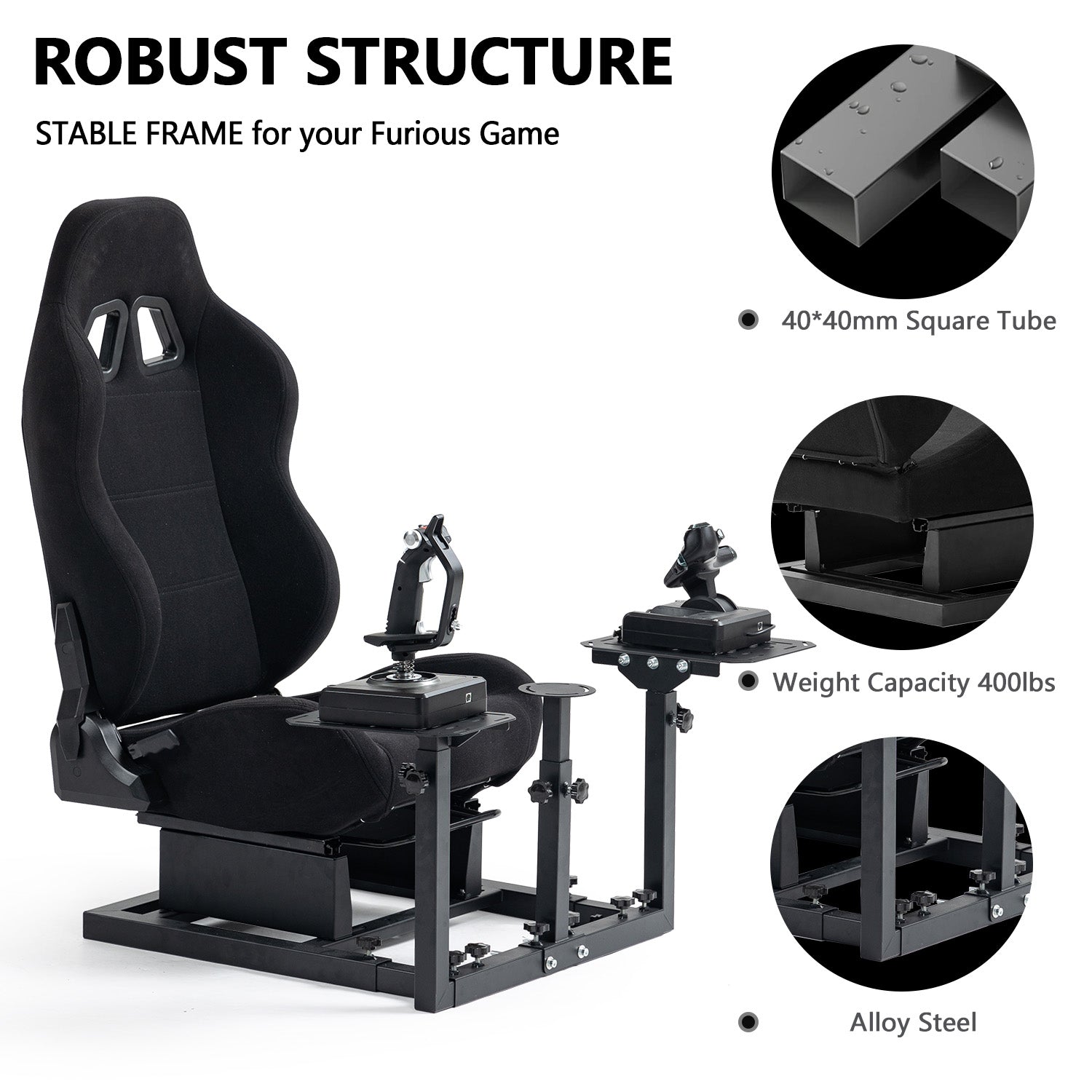 Minneer Flight Game Cockpit With Red Seat , Adjustable, Compatible with Thrustmaster HOTAS WARTHOG, Not Included pedal, Throttle,Joystick