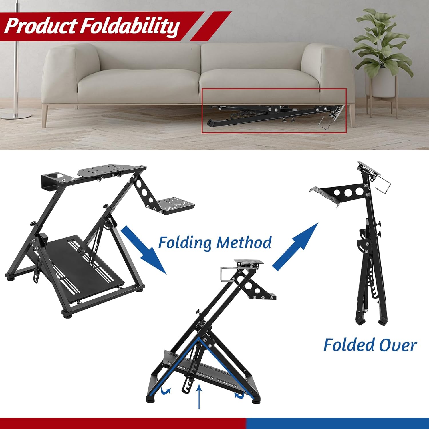Minneer Racing Wheel Stand Folding Fit Logitech Thrustmaster T300