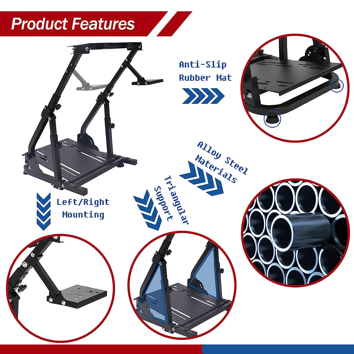 Minneer Stable Racing Wheel Stand with Double Support Arms Fit Logitech Moza R5