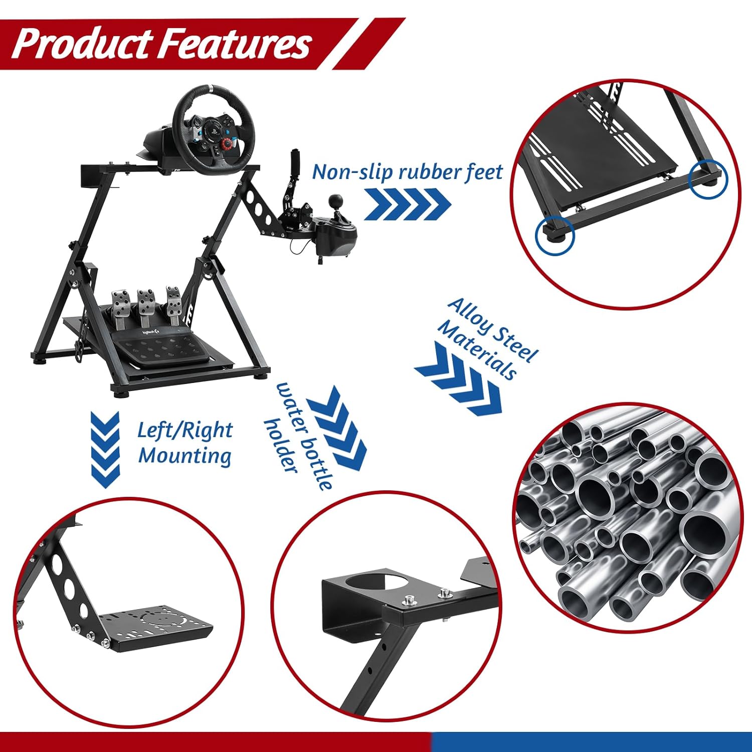 Minneer Racing Wheel Stand Folding Fit Logitech Thrustmaster T300
