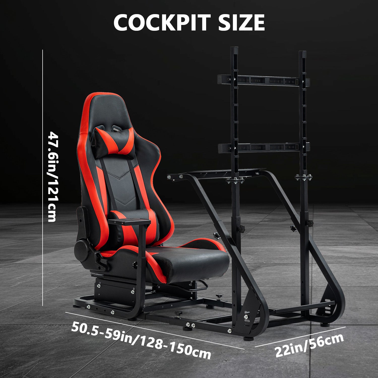 Minneer Racing Sim Cockpit with Red Seat and Monitor stand Fit Logitech Thrustmaster