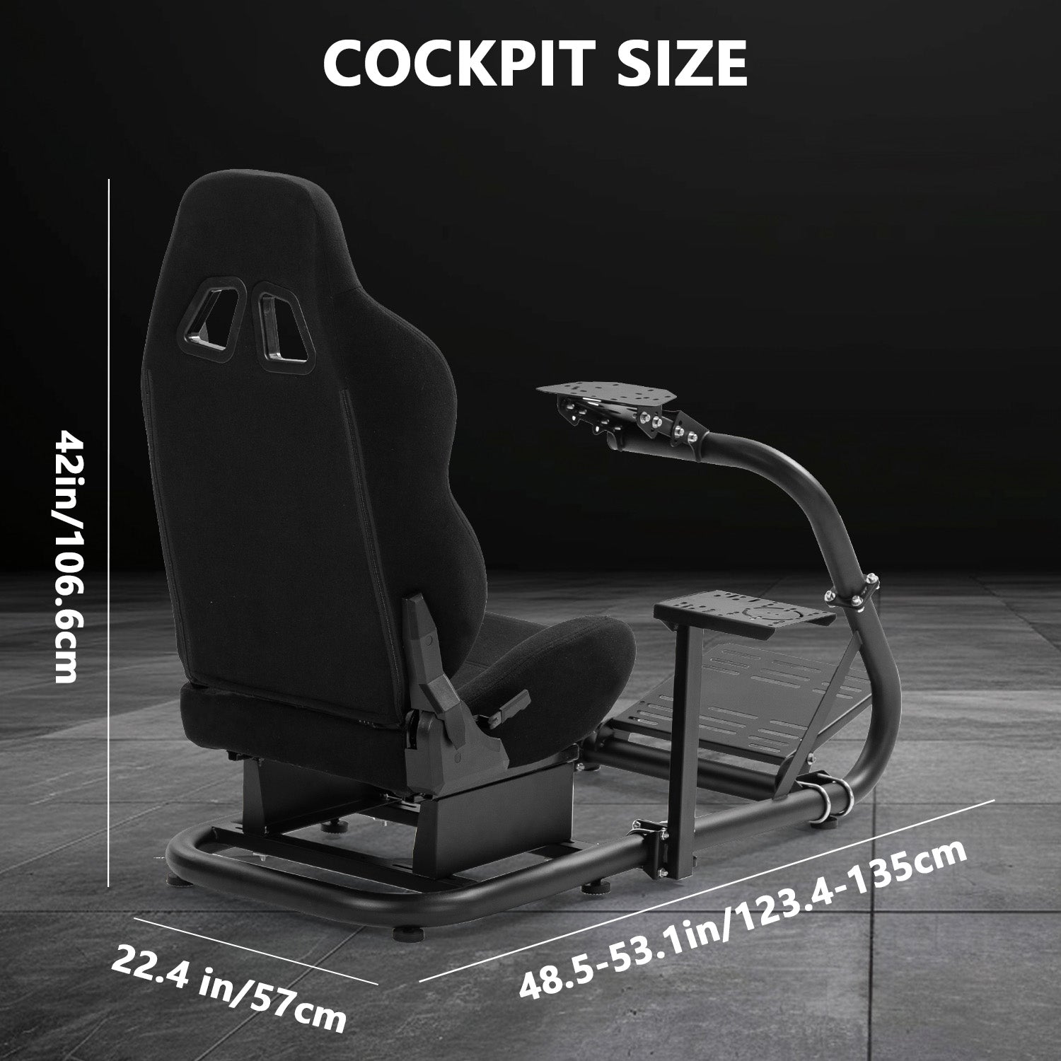 Minneer Sim Racing Cockpit with Black Seat Fit Logitech G29 G920 G923 GPRO Fanatec