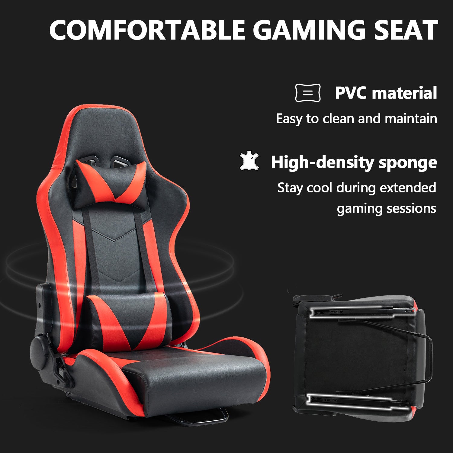 Minneer Red Gaming Racing Seat with Neck Pillow and Waist Pillow Ergonomic for Driving Simulator Cockpit