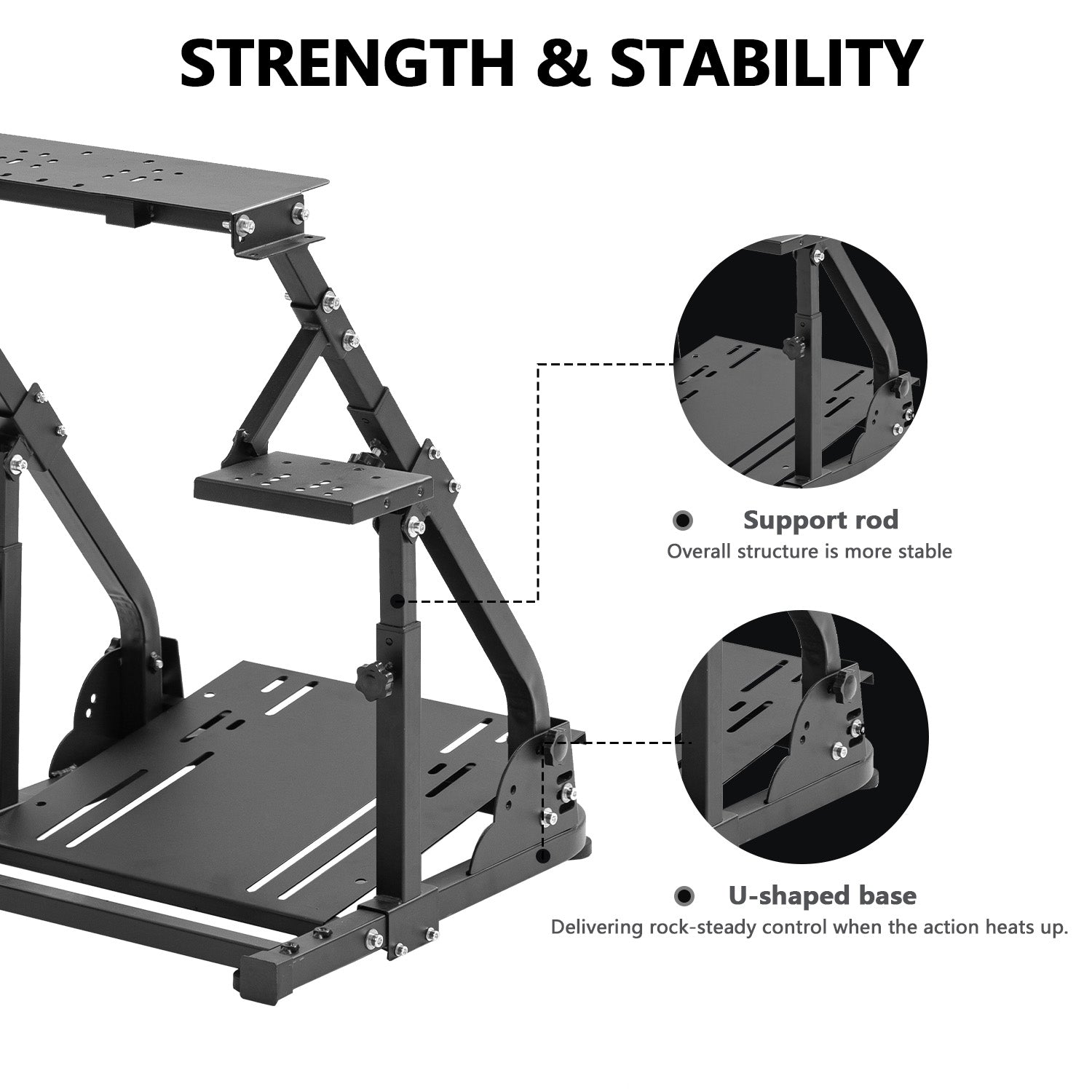 Minneer Stable Racing Wheel Stand with Double Support Arms Fit Logitech Moza R5