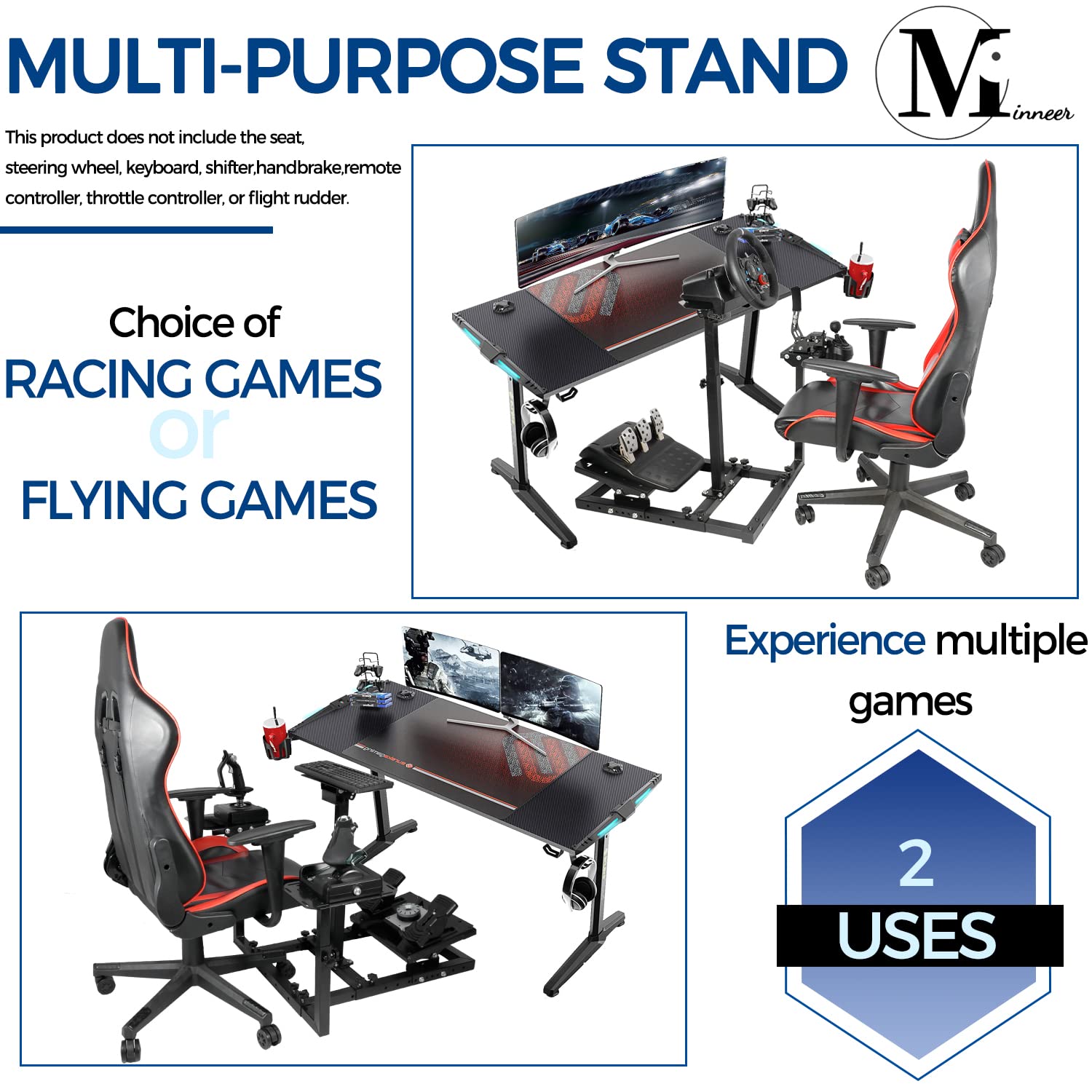 Minneer Flight Racing Sim Stand Fit Logitech X52 X56 Thrustmaster A10C HotasWarth