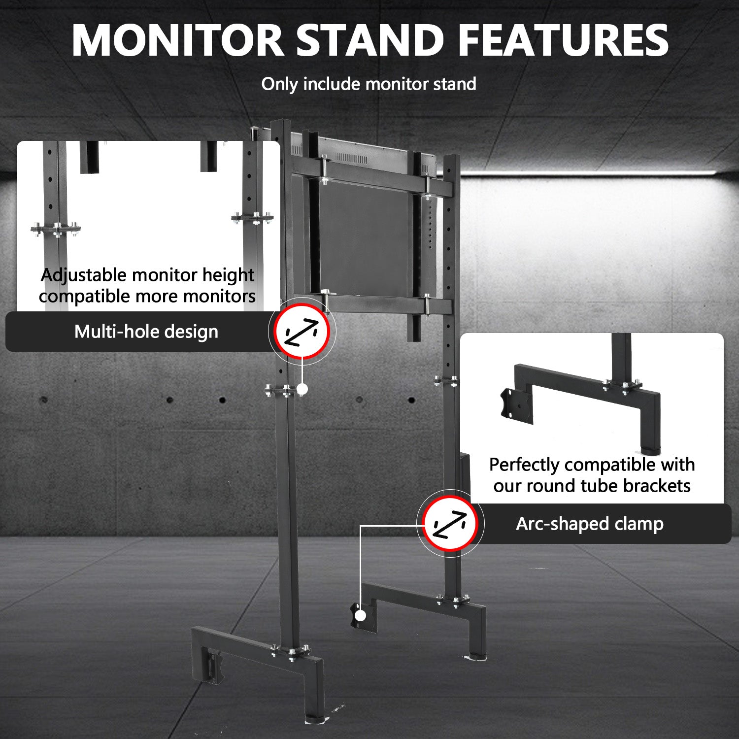 Minneer Pro TV Stand Standing Monitor Mount Fit 50mm Round Tube Racing Cockpit