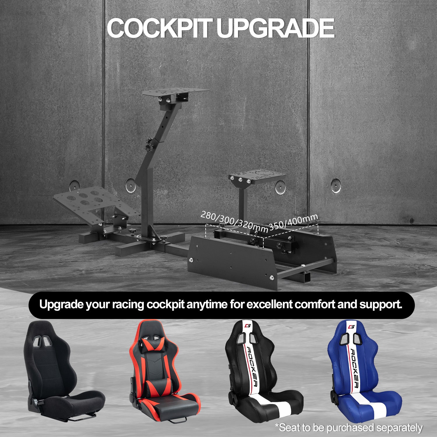 Minneer Streamlined Racing Sim Simulator Cockpit,Adjustable, Fit for Logitech/Thrustmaster/Fanatec g25, g27,g923,g27,T80,T248x,T300RS,Not Include Steering Wheel,Pedals,Handbrake