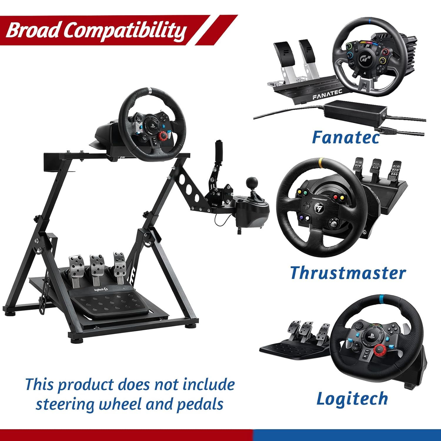 Minneer Racing Wheel Stand Folding Fit Logitech Thrustmaster T300