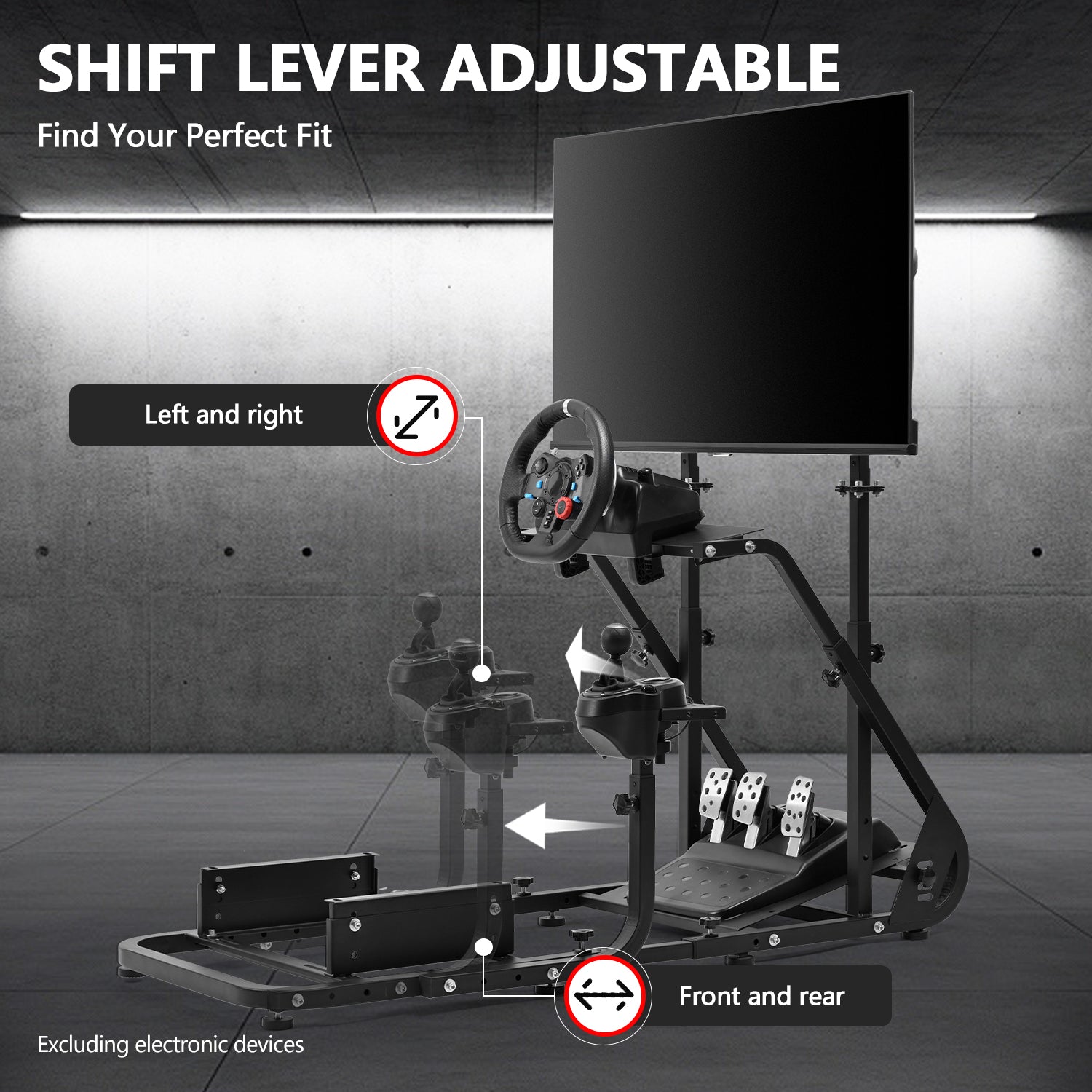 Minneer Racing Simulator Cockpit with Installable Monitor Frame,Wide Compatibility, Fit for Logitech G920 G923,Thrustmaster,Fanatec,Gaming Wheel Stand without TV Wheels Pedals Shifter Seat