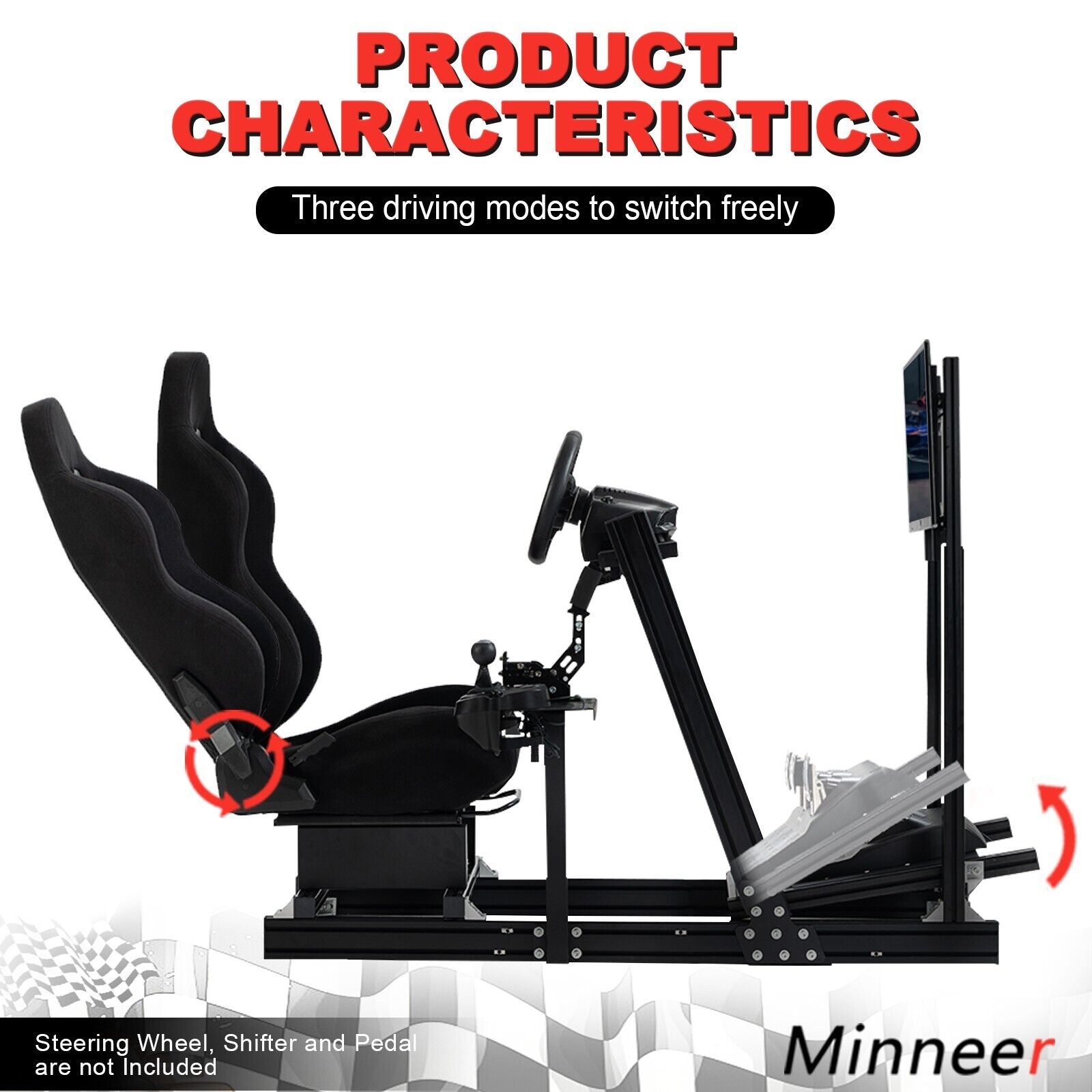 Minneer F1 Racing simulator Cockpit with Seat & Monitor Stand Fit Logitech G29 G920 G923