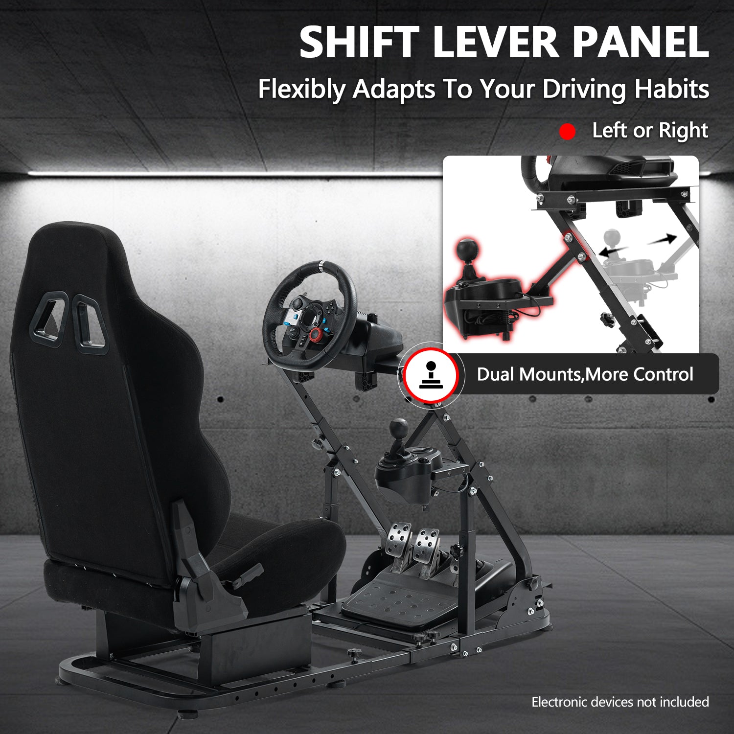 Minneer Racing Simulator Cockpit with Seat Foldable Fit Logitech G29 G920 Fanatec