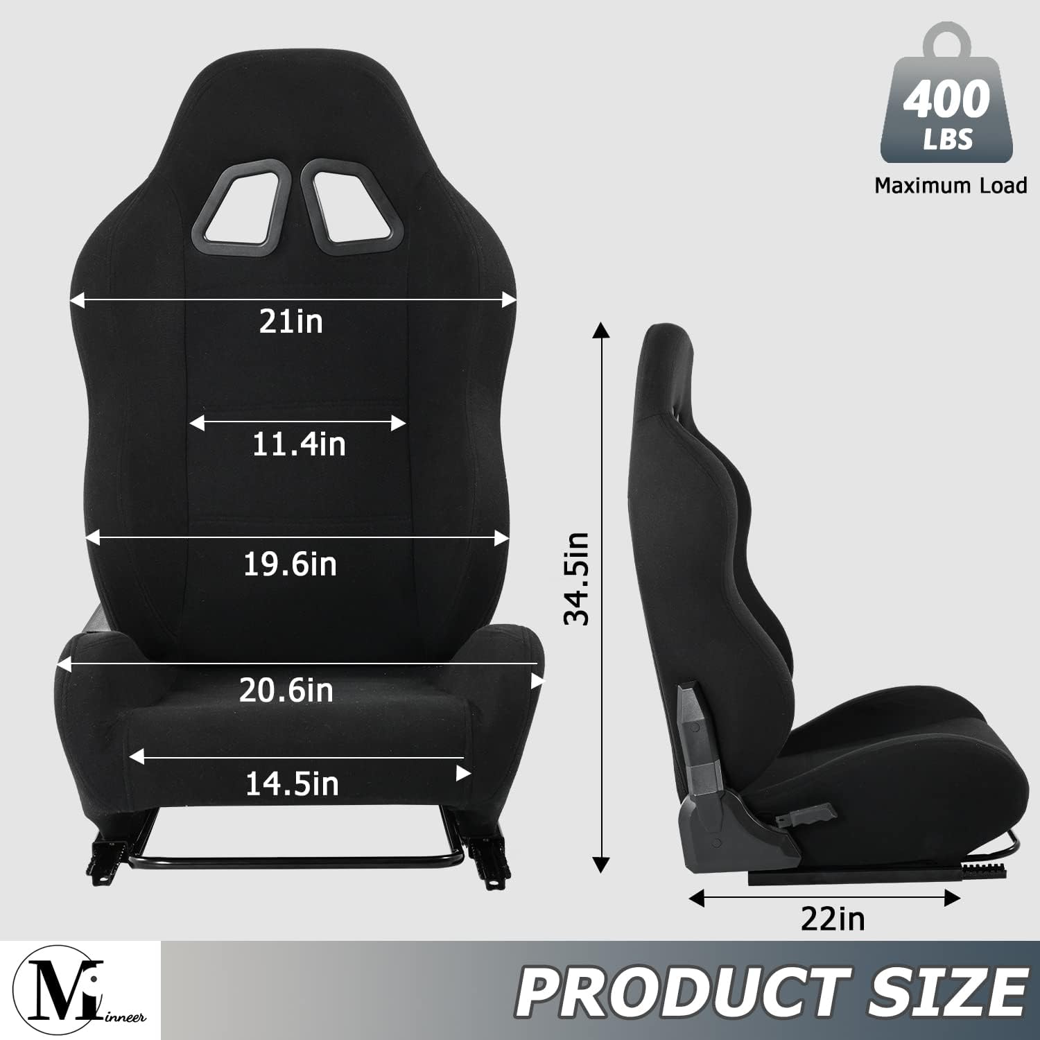 Minneer Racing Seat with Double Lock Slip for Racing Wheel Stand with Installed Parts