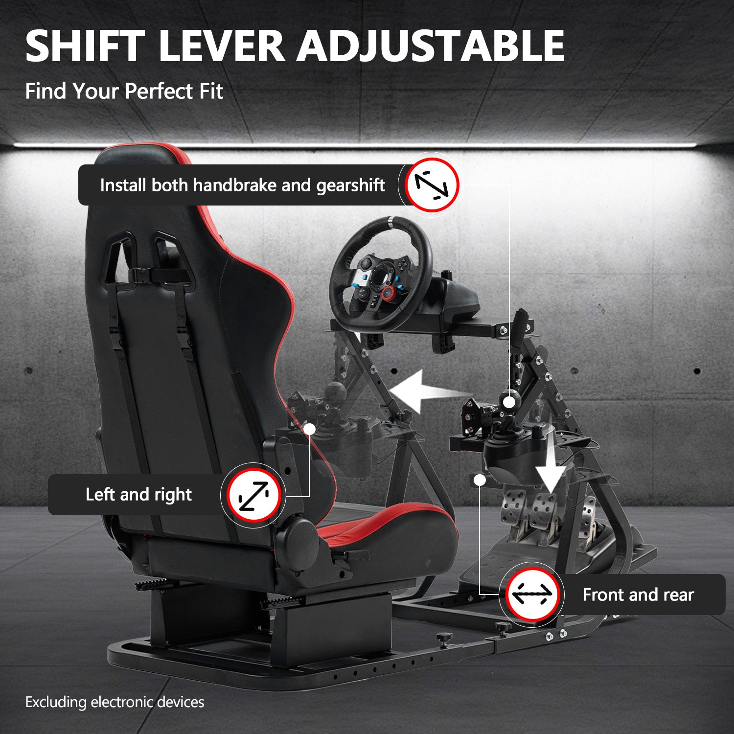 Minneer New Upgrade Driving Simulator Cockpit with Red Seat Fit Logitech Thrustmaster