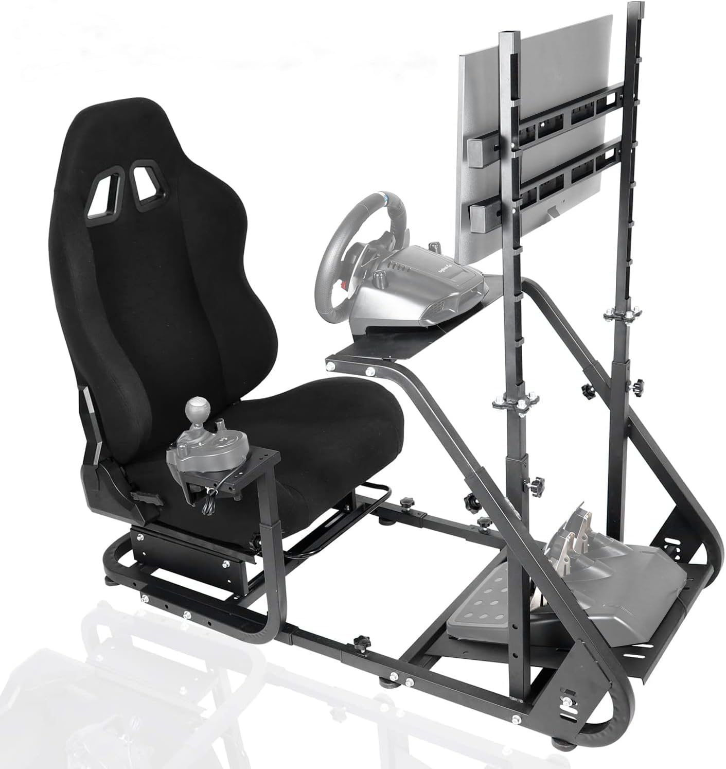 Minneer Adjustable Racing Simulator Cockpit with Seat and Monitor Mount Fit Logitech Fanatec