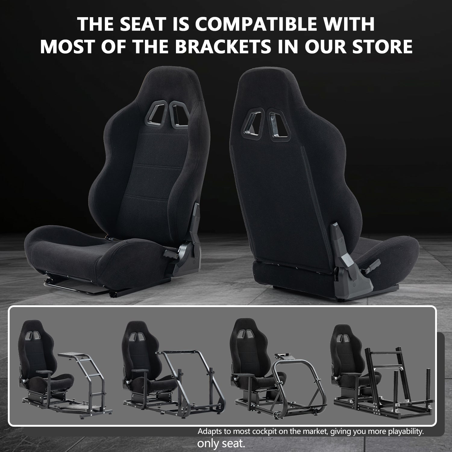 Minneer Racing Seat with Double Lock Slip for Racing Wheel Stand with Installed Parts