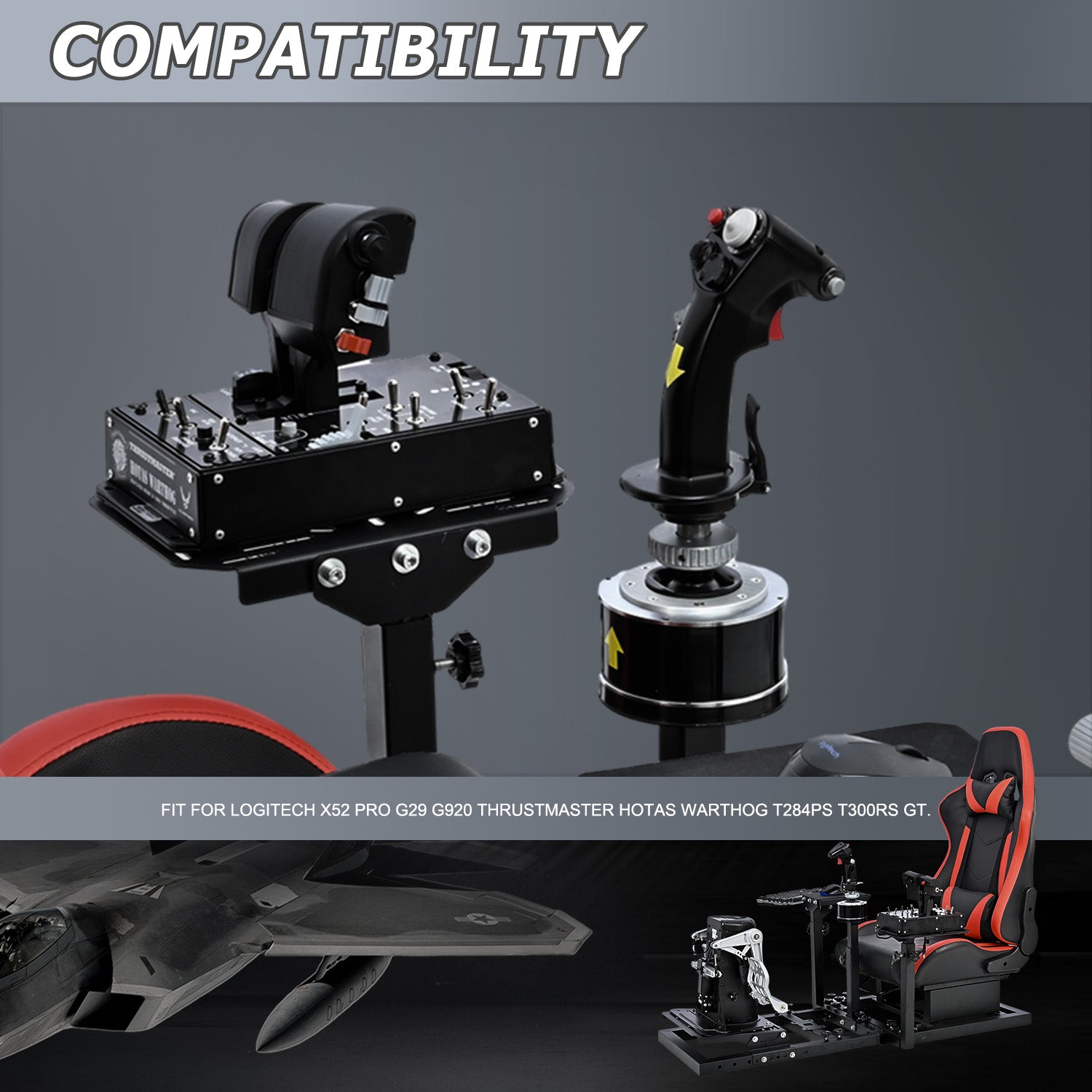 Minneer New Flight Racing Simulator Cockpit with Red Seat Fit Logitech Fanatec CSL-DD