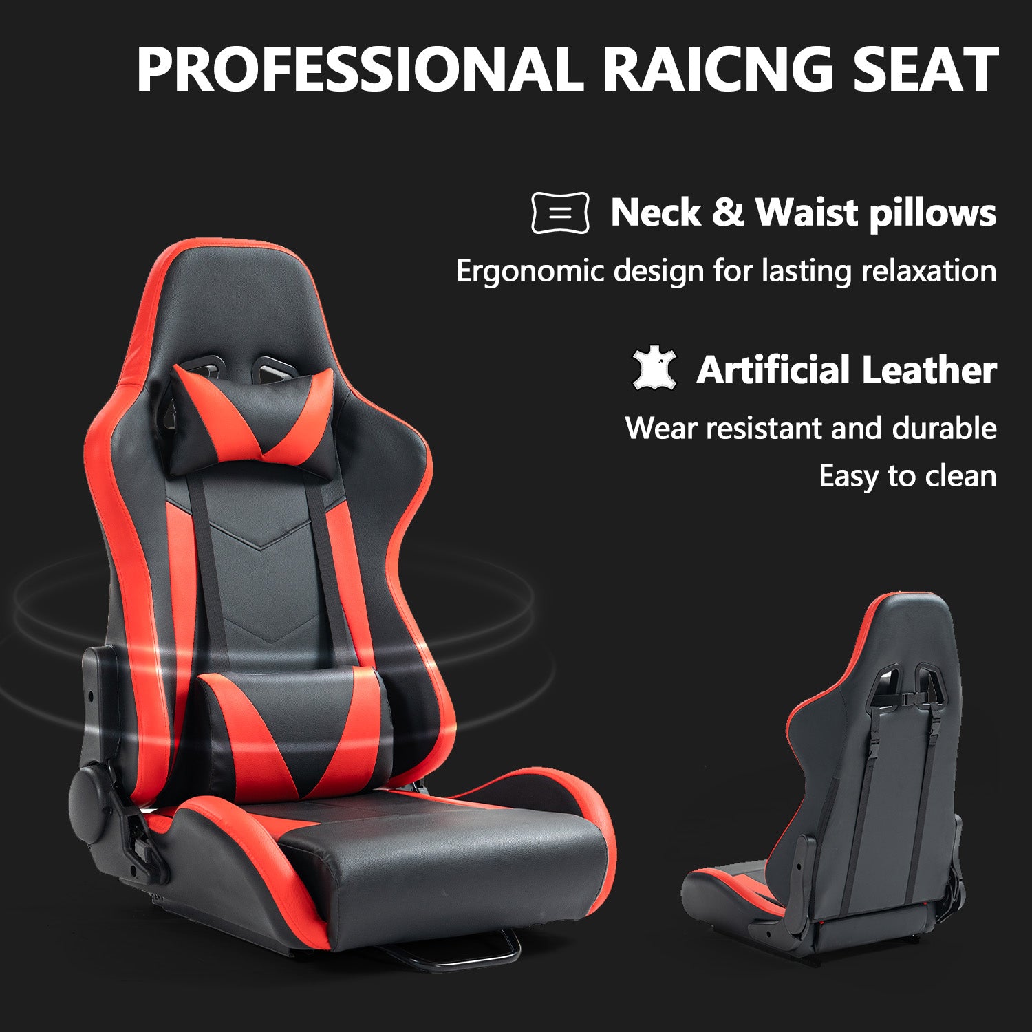 Minneer Racing Simulator Cockpit Pro with Seat Professional Sim Racing Wheel Frame Large Round Tube Fully Adjustable without Pedal Wheel and Handbrake