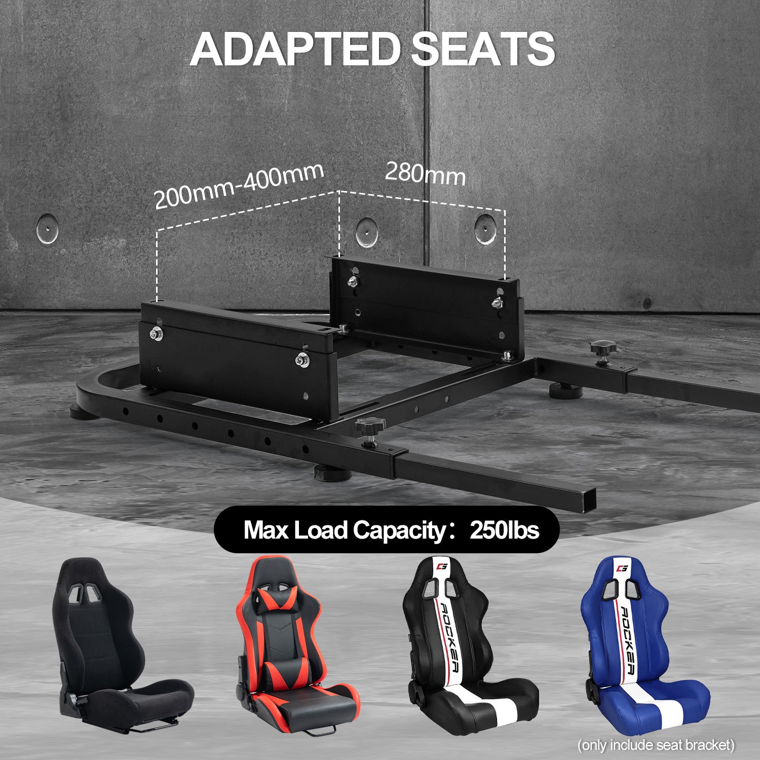 Minneer Adjustable Upgraded Rear Seat Frame Racing Chair Bracket (Seat Not Included)