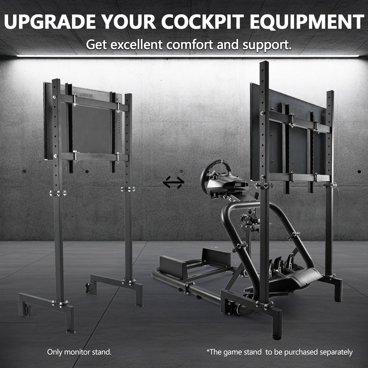 Minneer Pro TV Stand Standing Monitor Mount Fit 50mm Round Tube Racing Cockpit