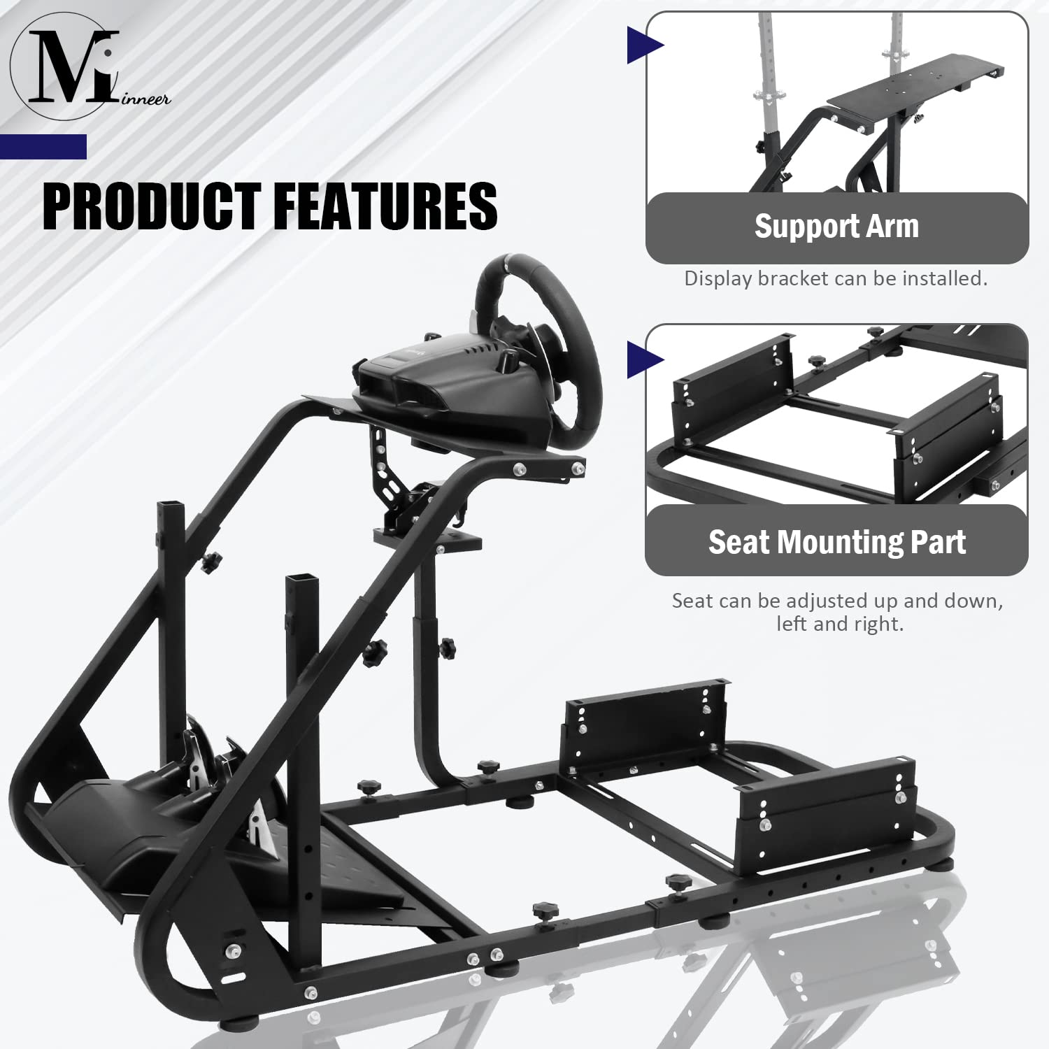 Minneer Racing Simulator Cockpit Stable Fit Logitech Thrustmaster T128 T248 T300RS
